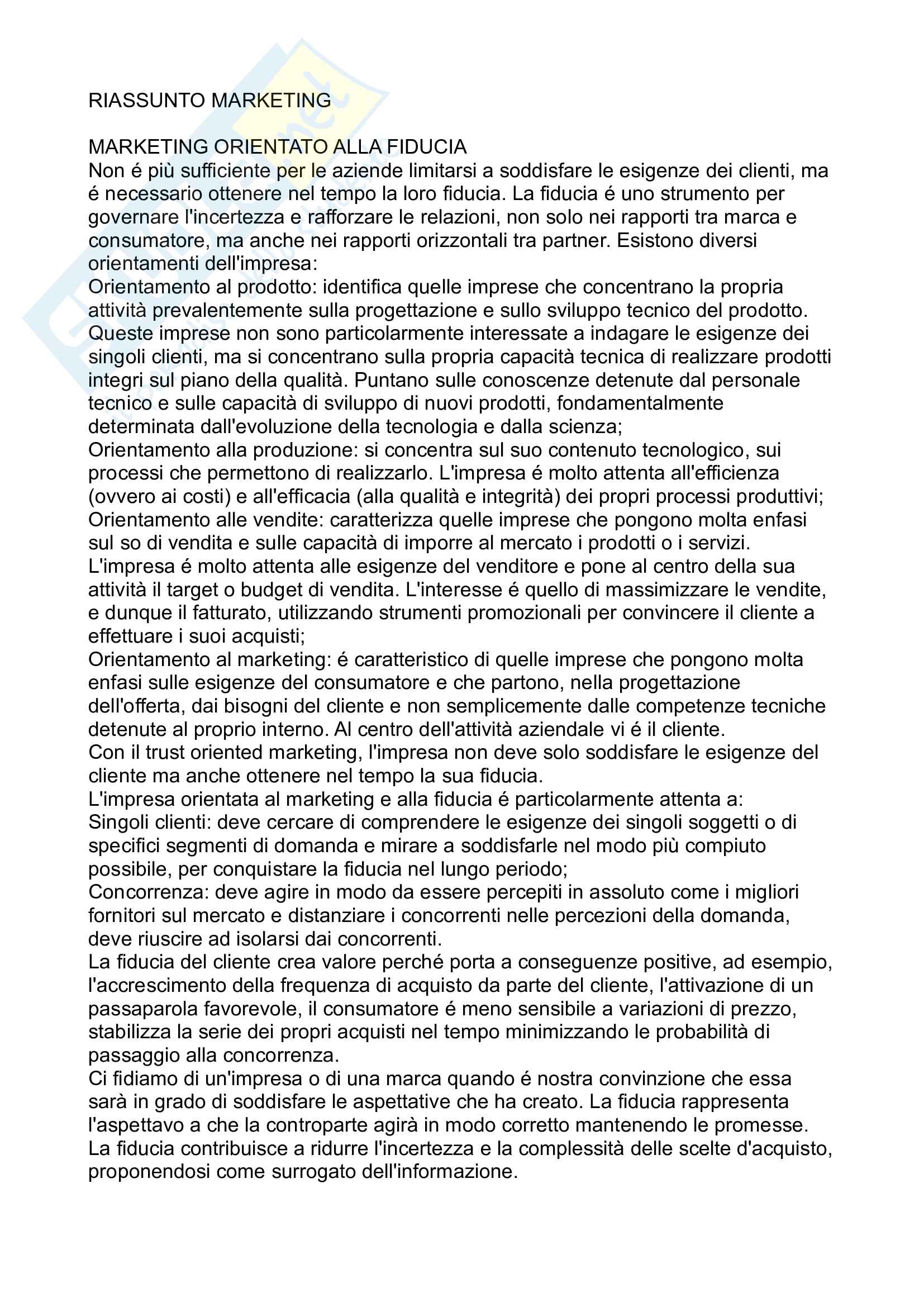 Riassunto Marketing e Economia Pag. 1