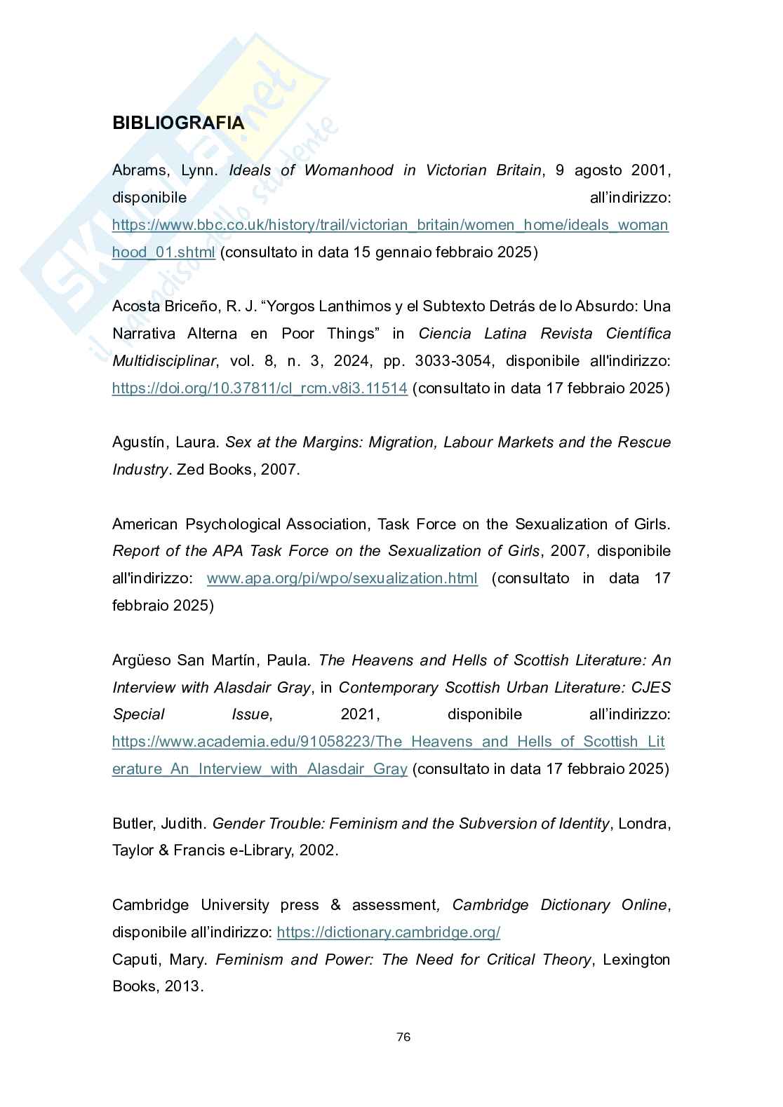 Sessualità, potere e sguardo: Bella Baxter tra autodeterminazione e narrazione patriarcale Pag. 76