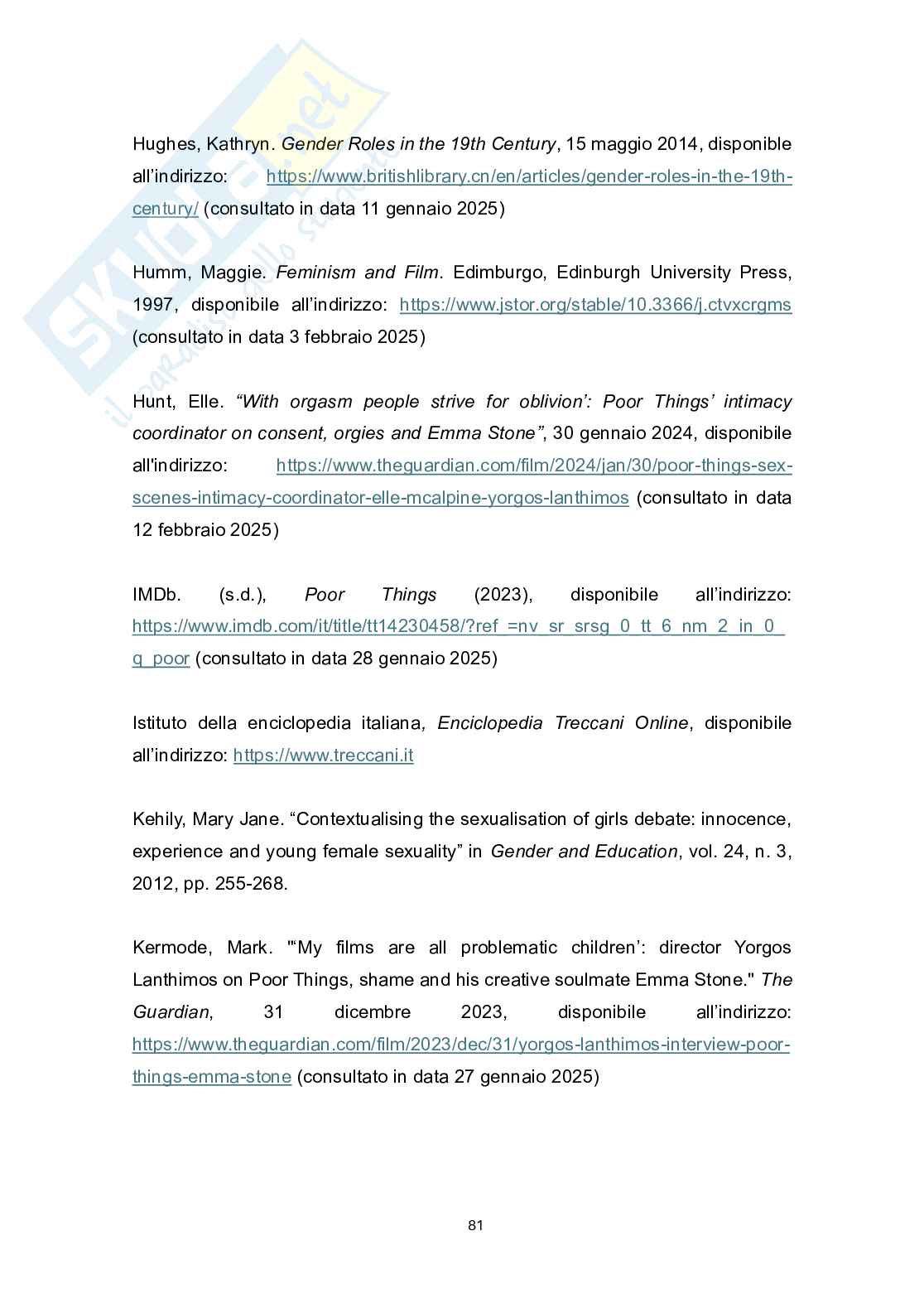 Sessualità, potere e sguardo: Bella Baxter tra autodeterminazione e narrazione patriarcale Pag. 81