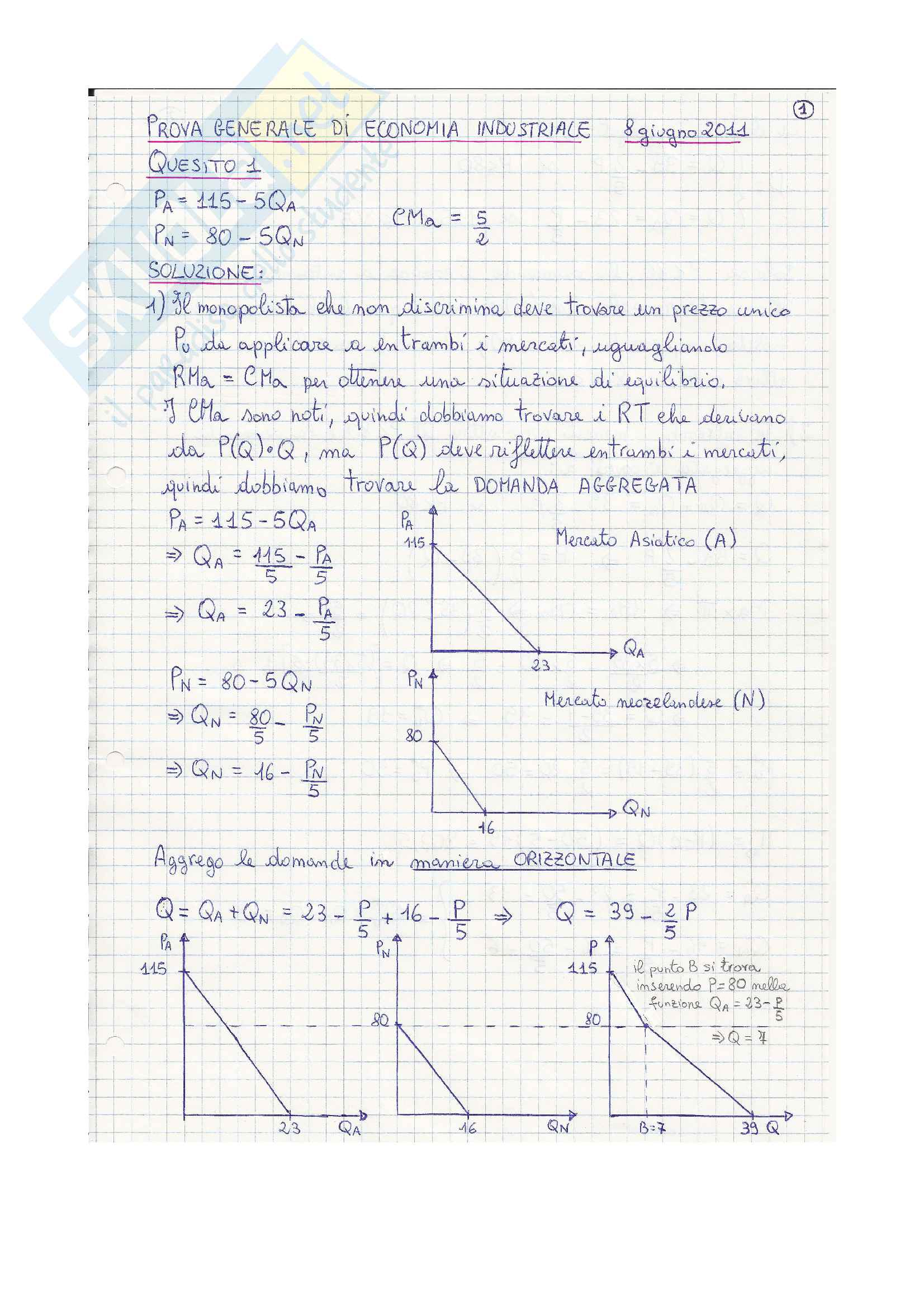 Prova scritta di economia industriale 8-6-2011 Pag. 1