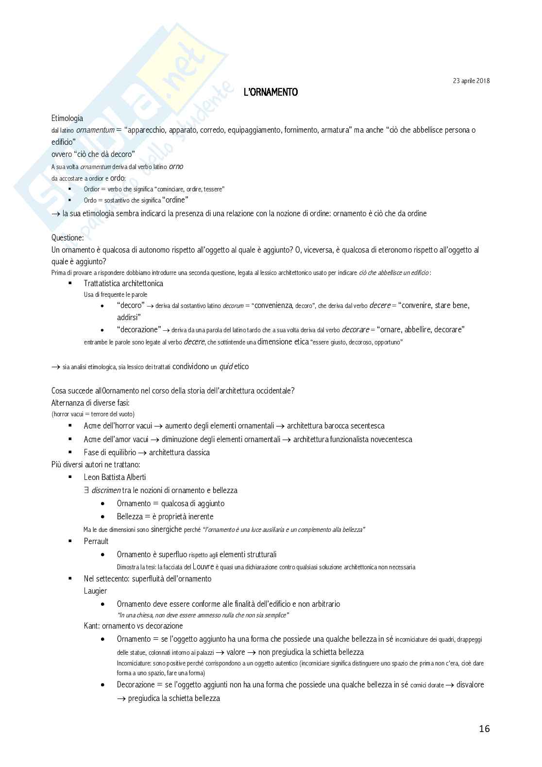 Appunti esame di Estetica dell'architettura, prof. Simona Chiodo Pag. 16