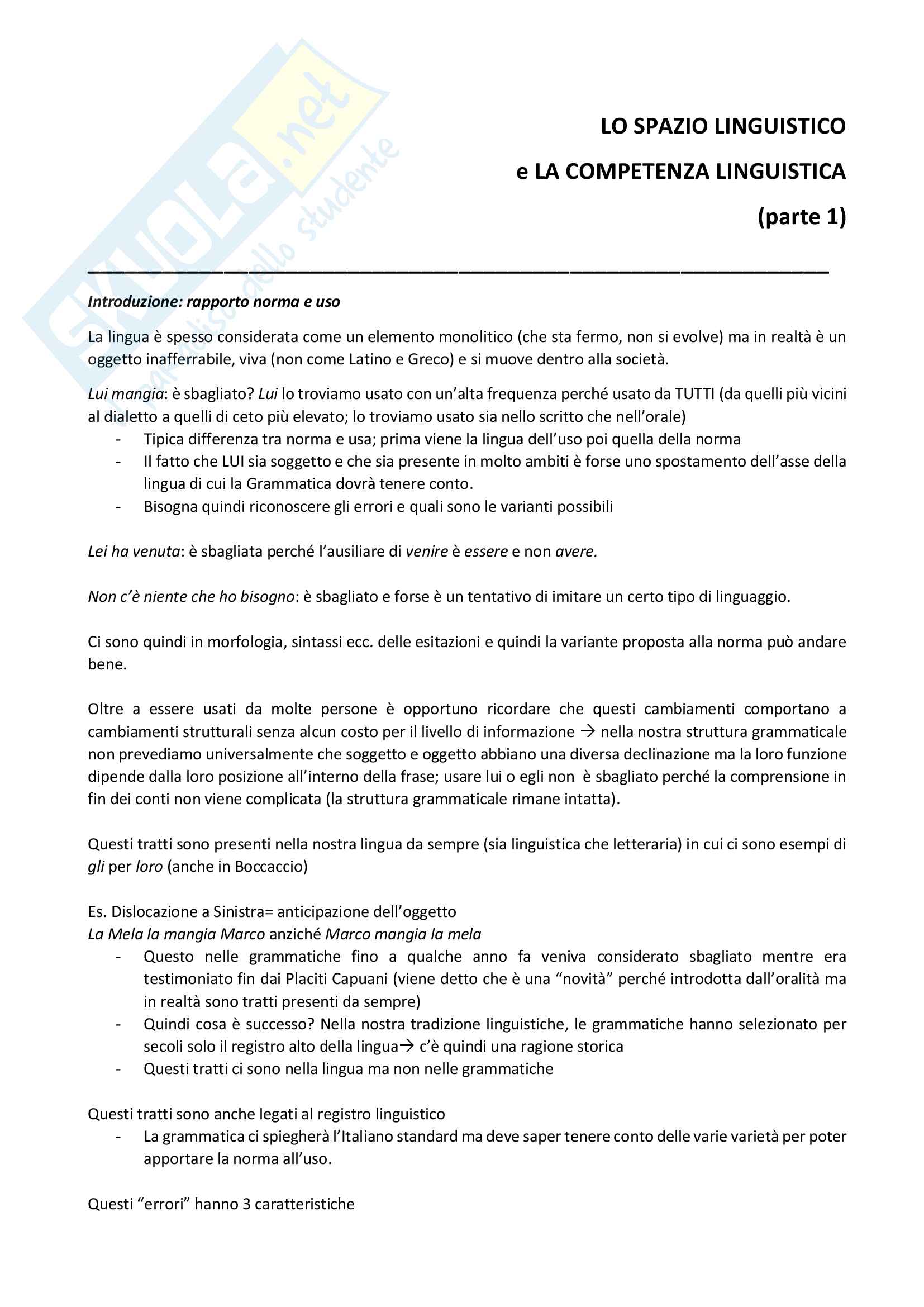 Appunti Grammatica Italianan corso del Prof. Biffi Pag. 1