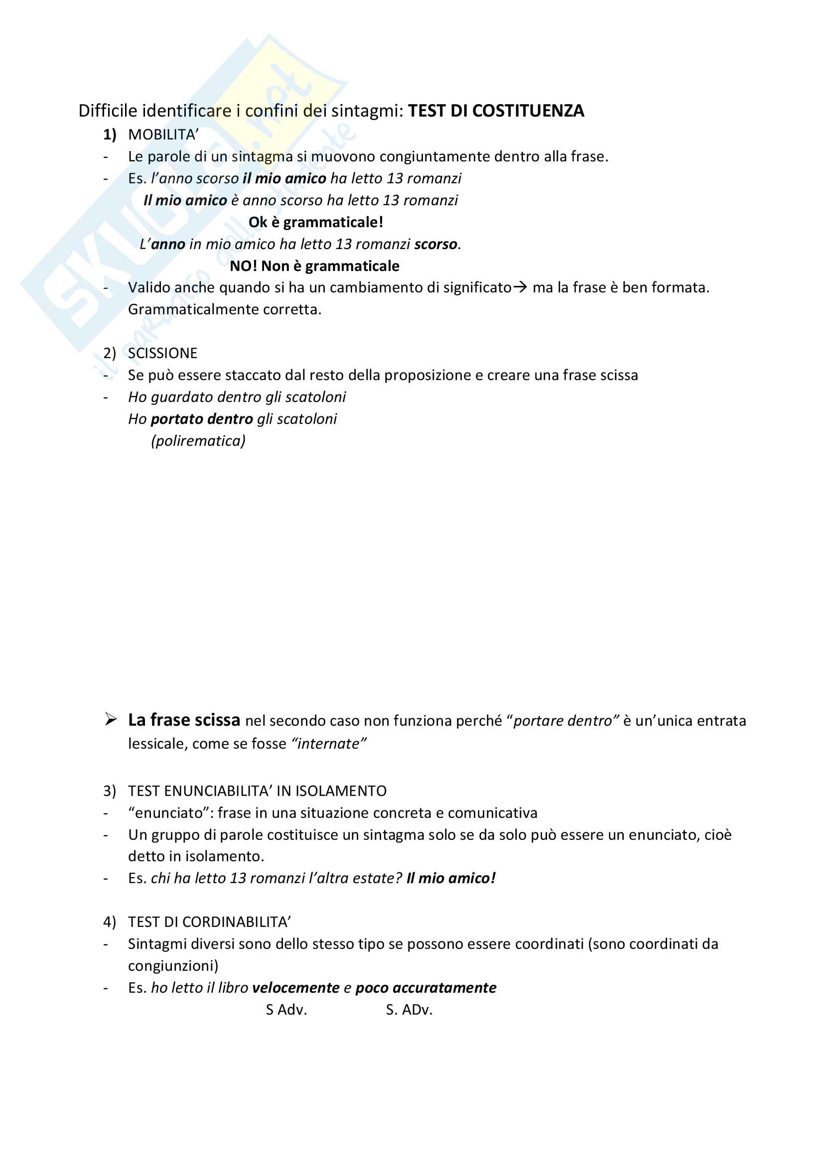 Appunti Grammatica Italianan corso del Prof. Biffi Pag. 71