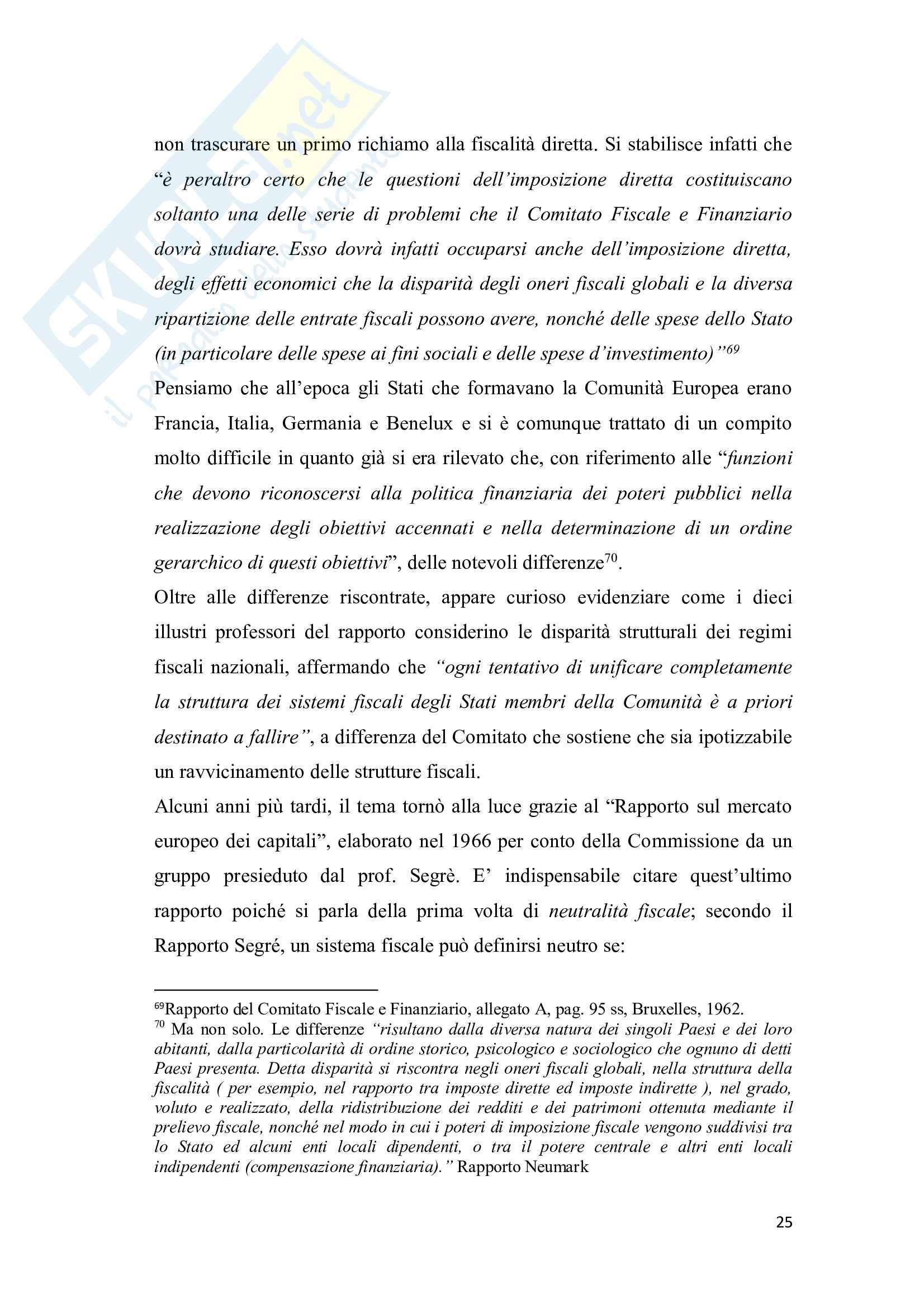 Coordinamento ed armonizzazione dell'imposizione societaria in seno all'Unione Europea - Tesi Pag. 26