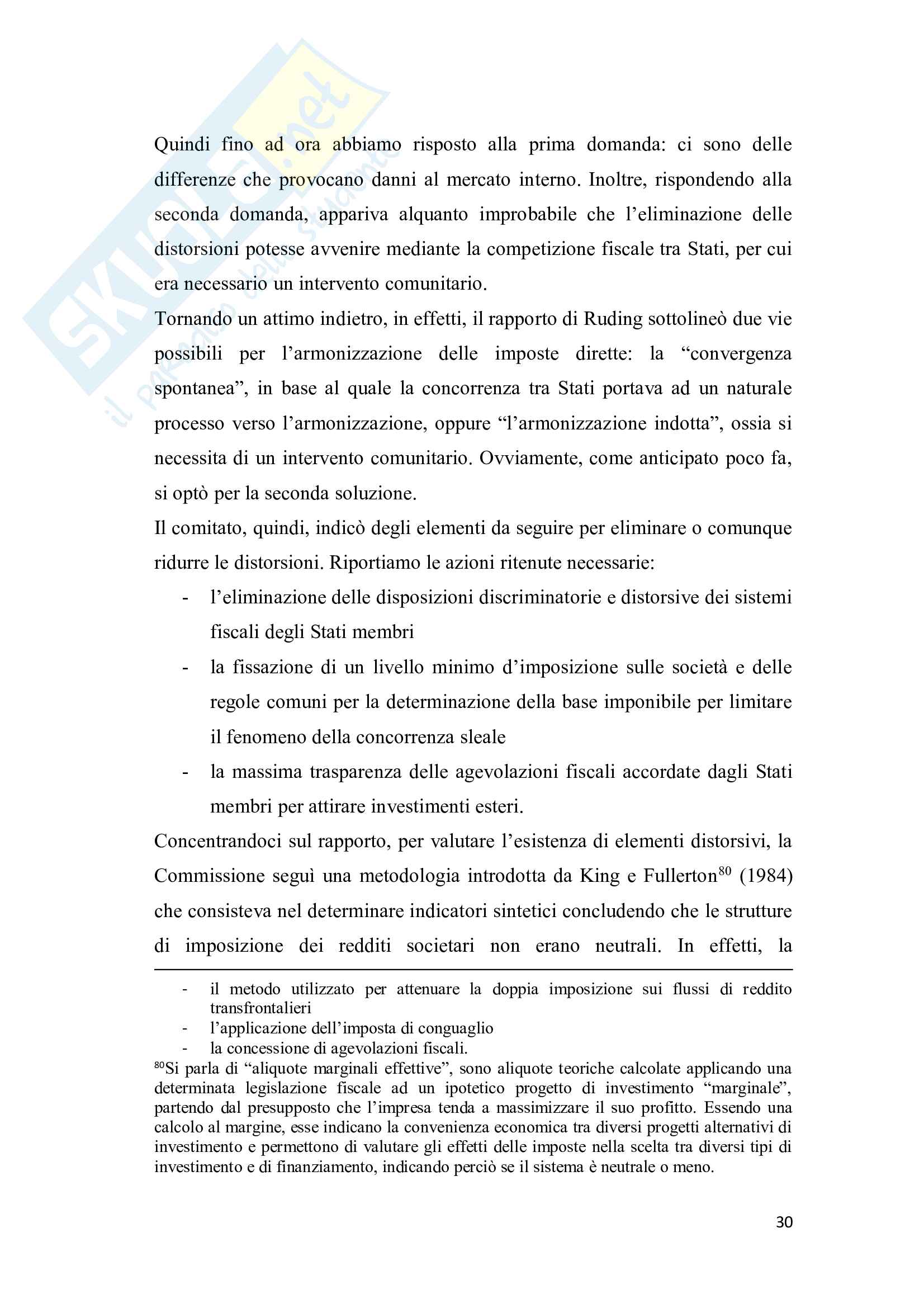 Coordinamento ed armonizzazione dell'imposizione societaria in seno all'Unione Europea - Tesi Pag. 31