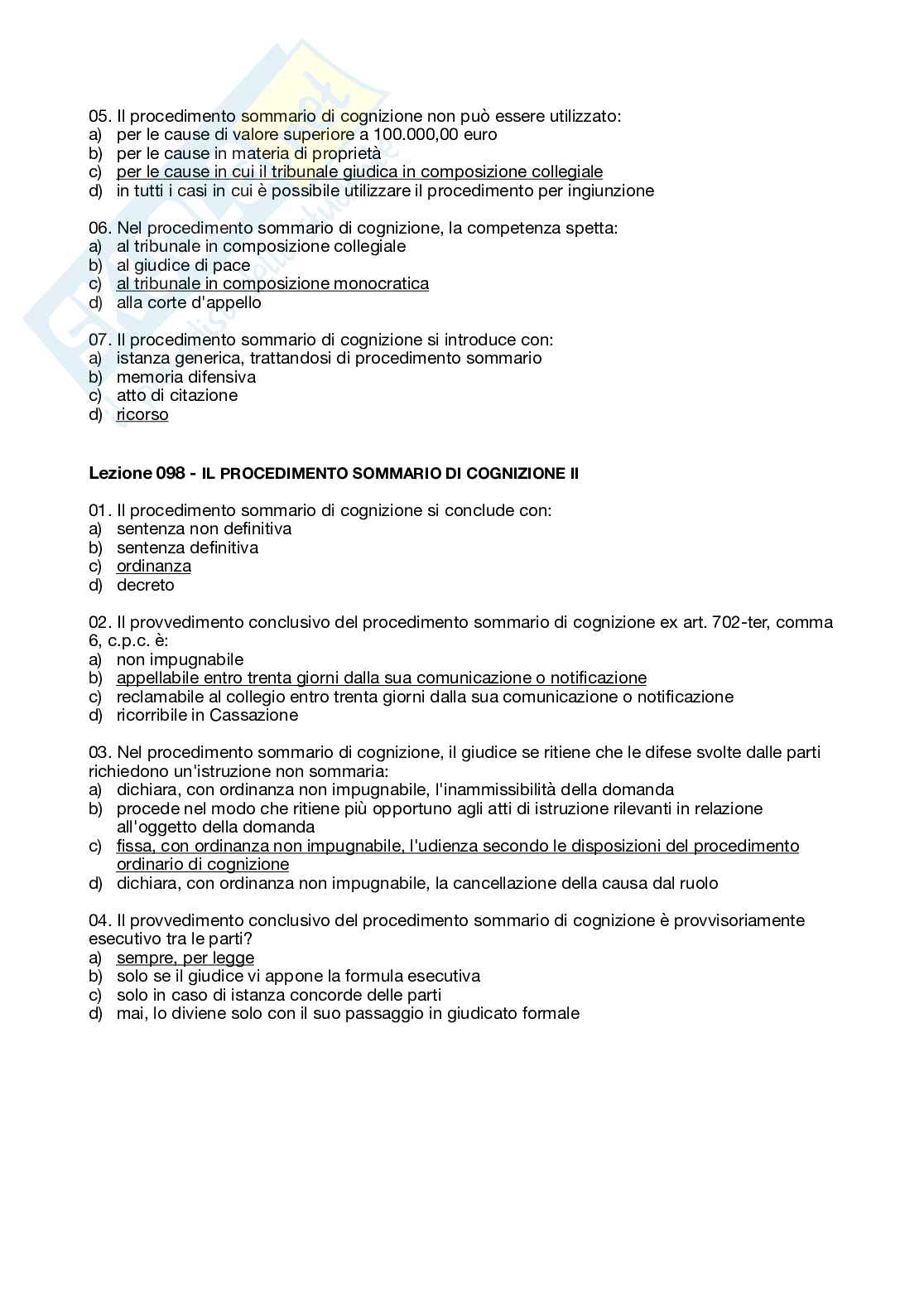 Paniere domande chiuse Diritto processuale civile   Pag. 51