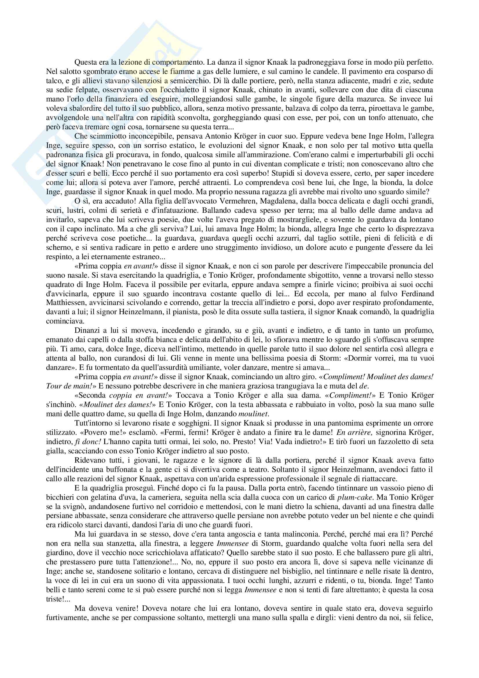 Riassunto esame Letteratura tedesca, prof. Frola, libro consigliato Tonio Kruger Pag. 6