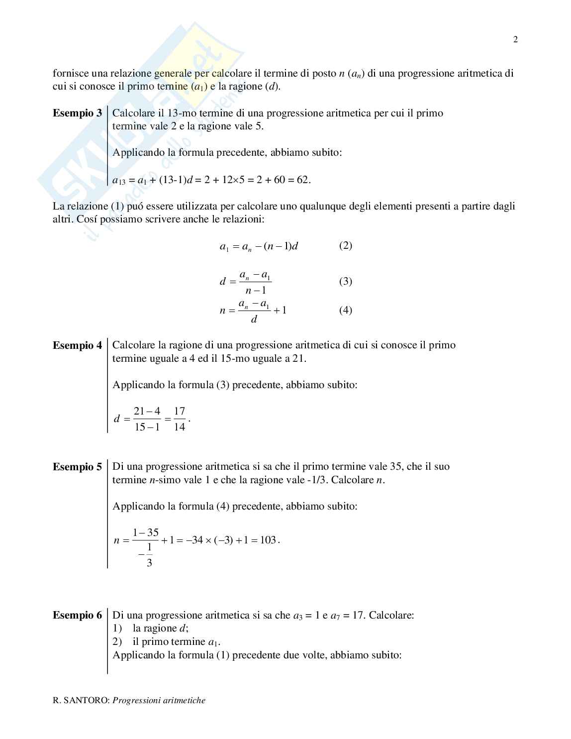 Le progressioni aritmetiche Pag. 2