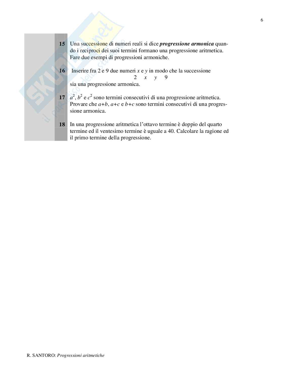 Le progressioni aritmetiche Pag. 6