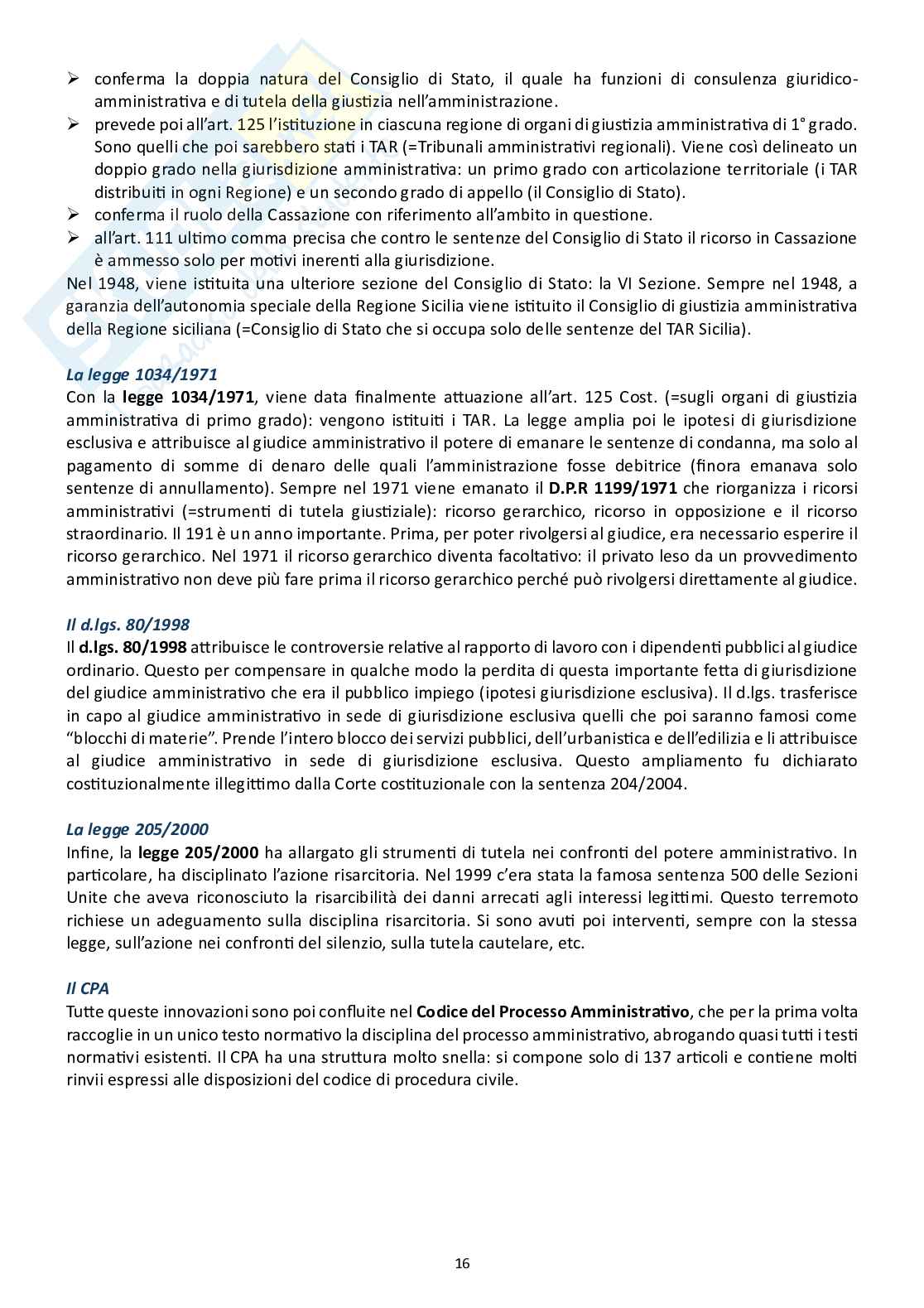 Diritto processuale amministrativo (tutte le lezioni)  Pag. 16