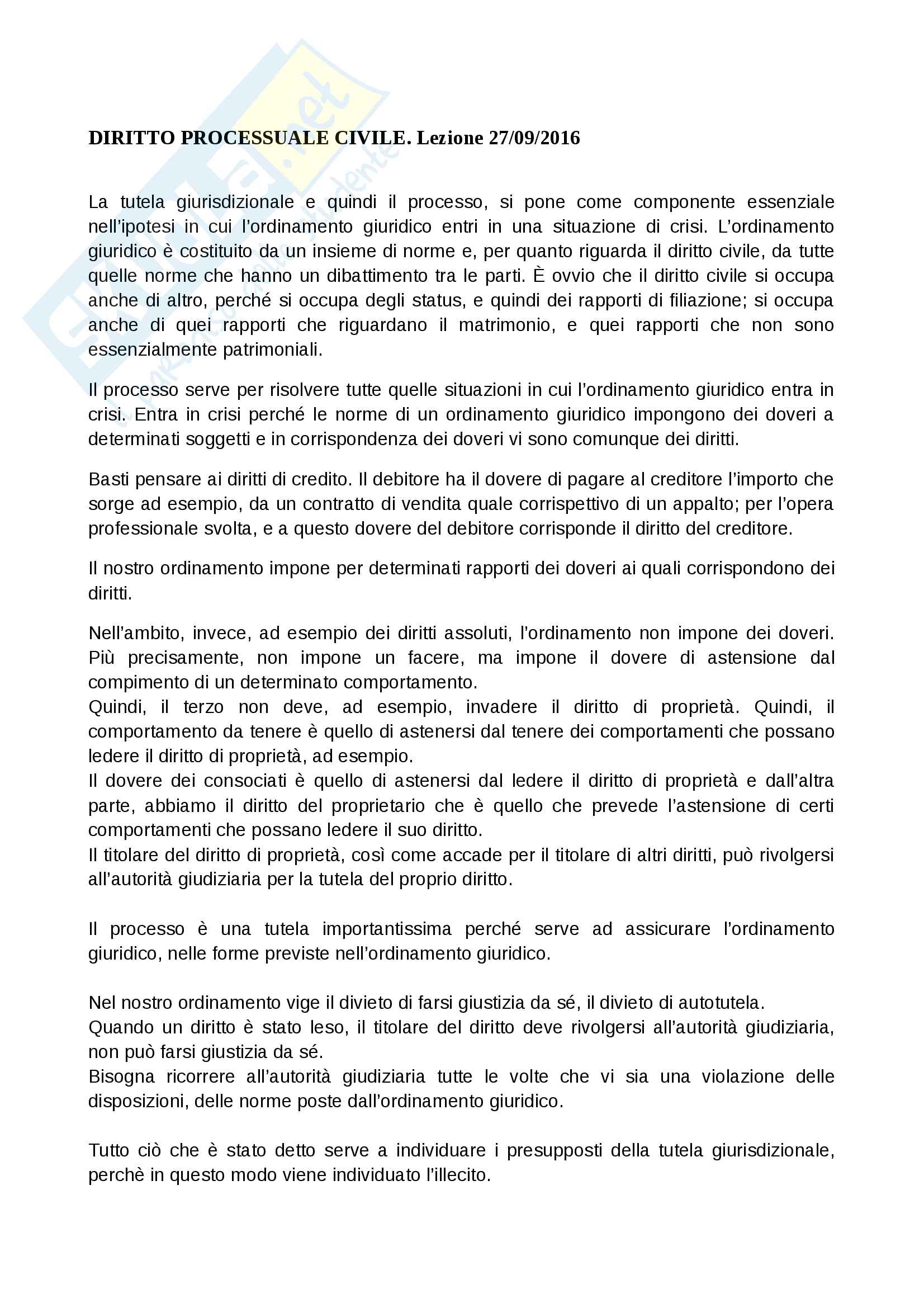 Diritto processuale civile Pag. 1