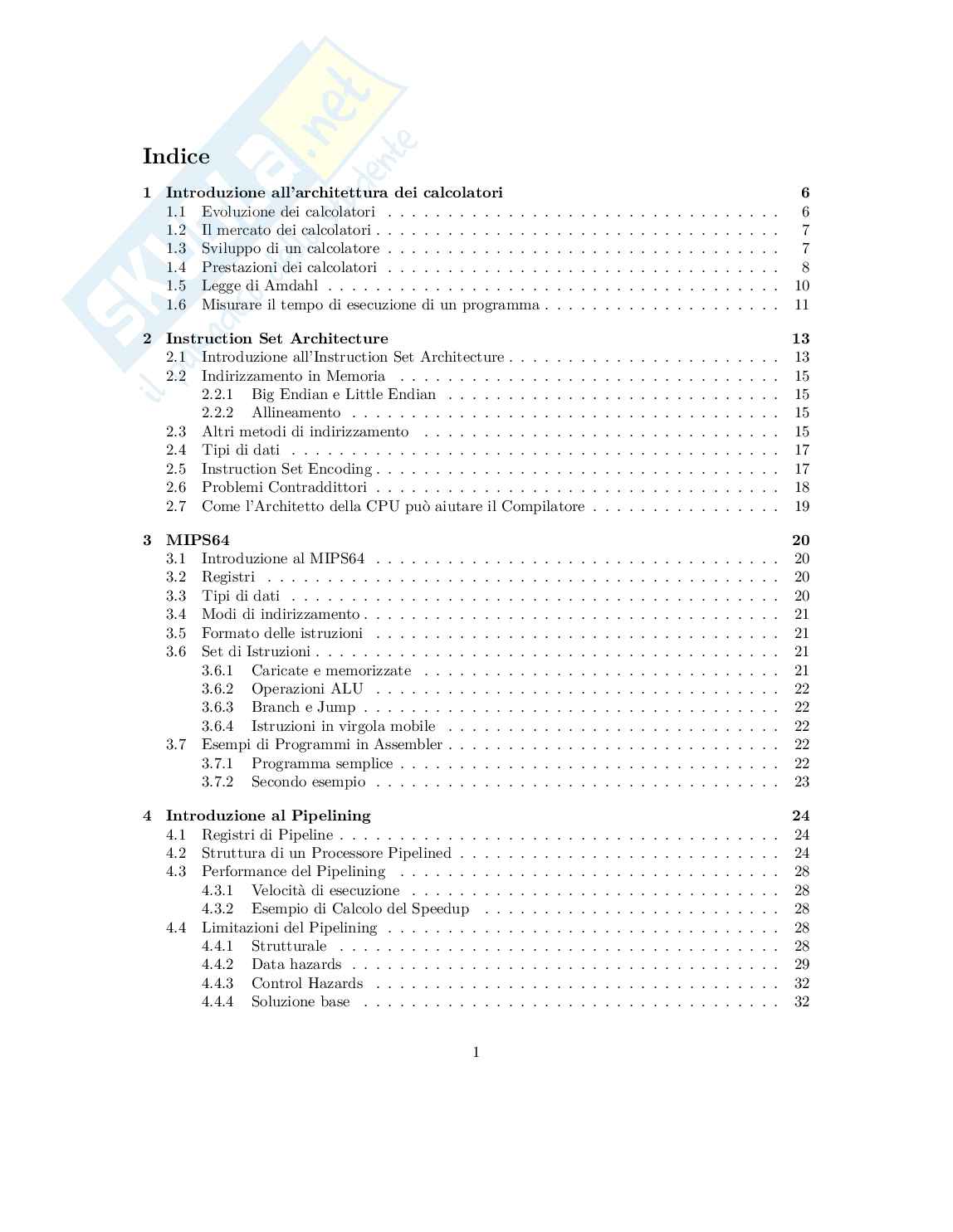 Architetture dei sistemi di elaborazione - Appunti completi (MIPS, ARM Cortex-M3, Pipeline, Cache)  Pag. 2