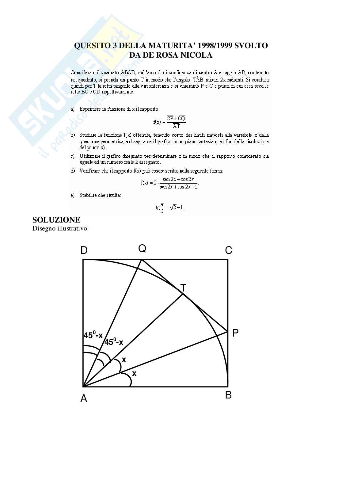 1999 - liceo scientifico di ordinamento - problema 3 Pag. 1