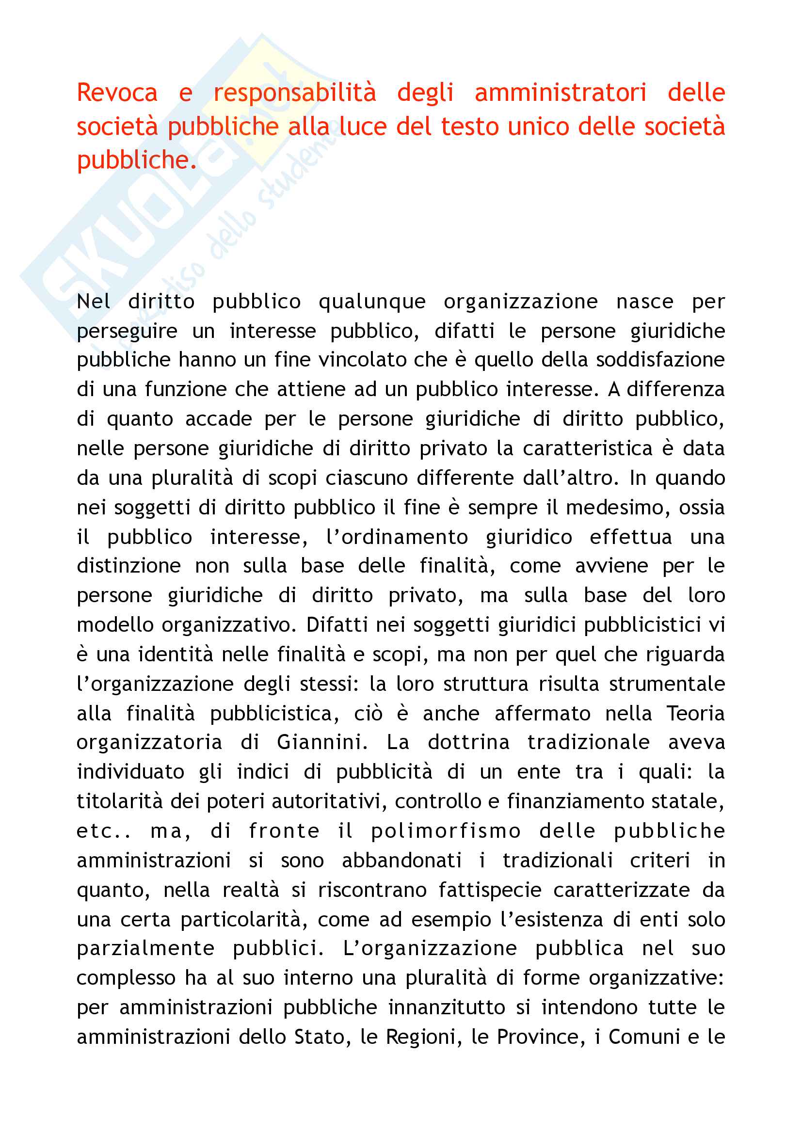 Responsabilità degli amministratori all'interno delle società pubbliche Pag. 1