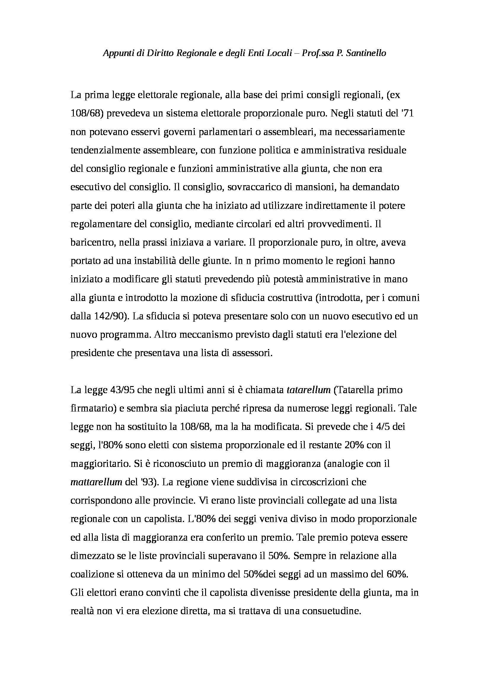 Diritto Regionale e degli Enti Locali - Appunti Pag. 31