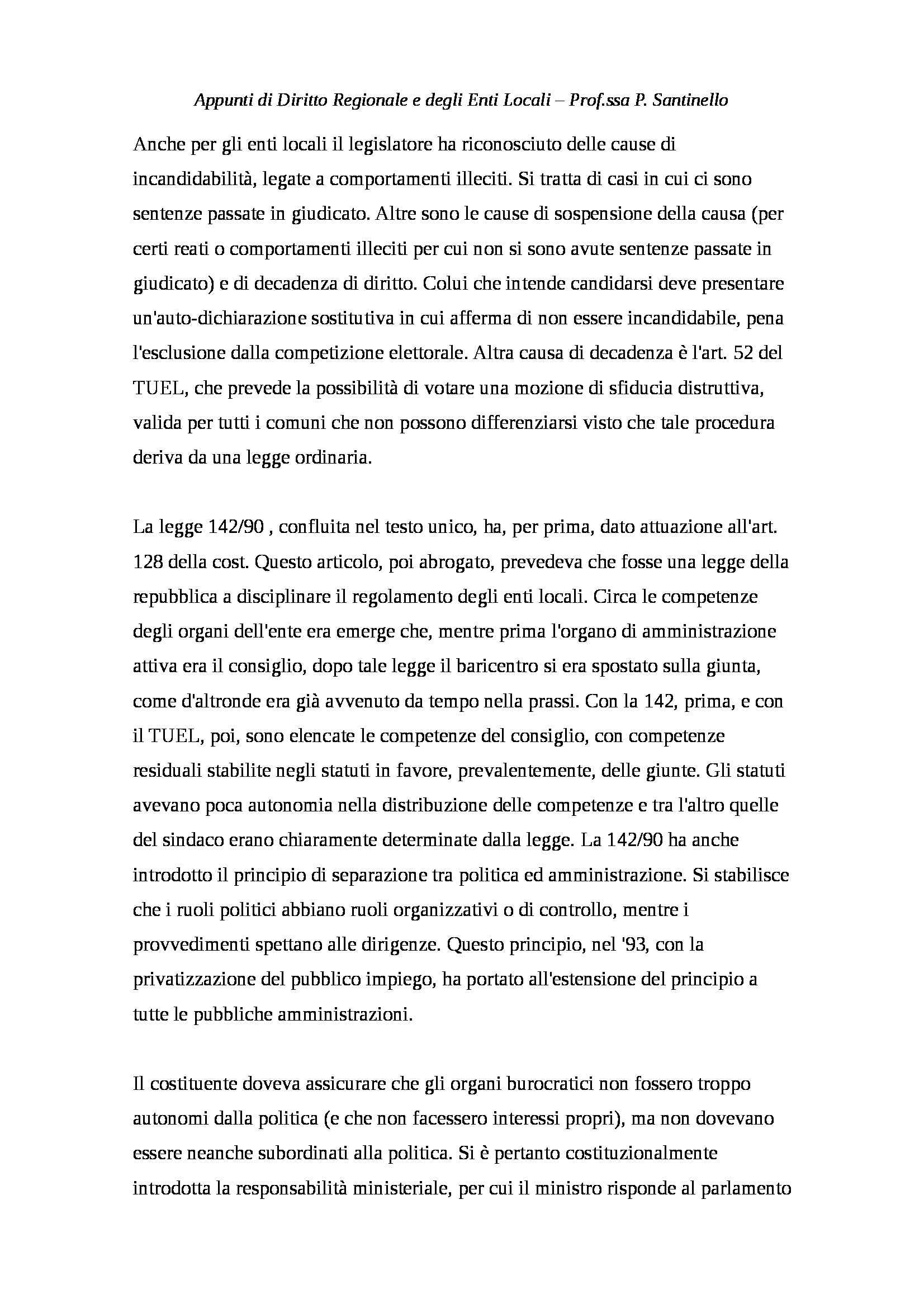Diritto Regionale e degli Enti Locali - Appunti Pag. 36