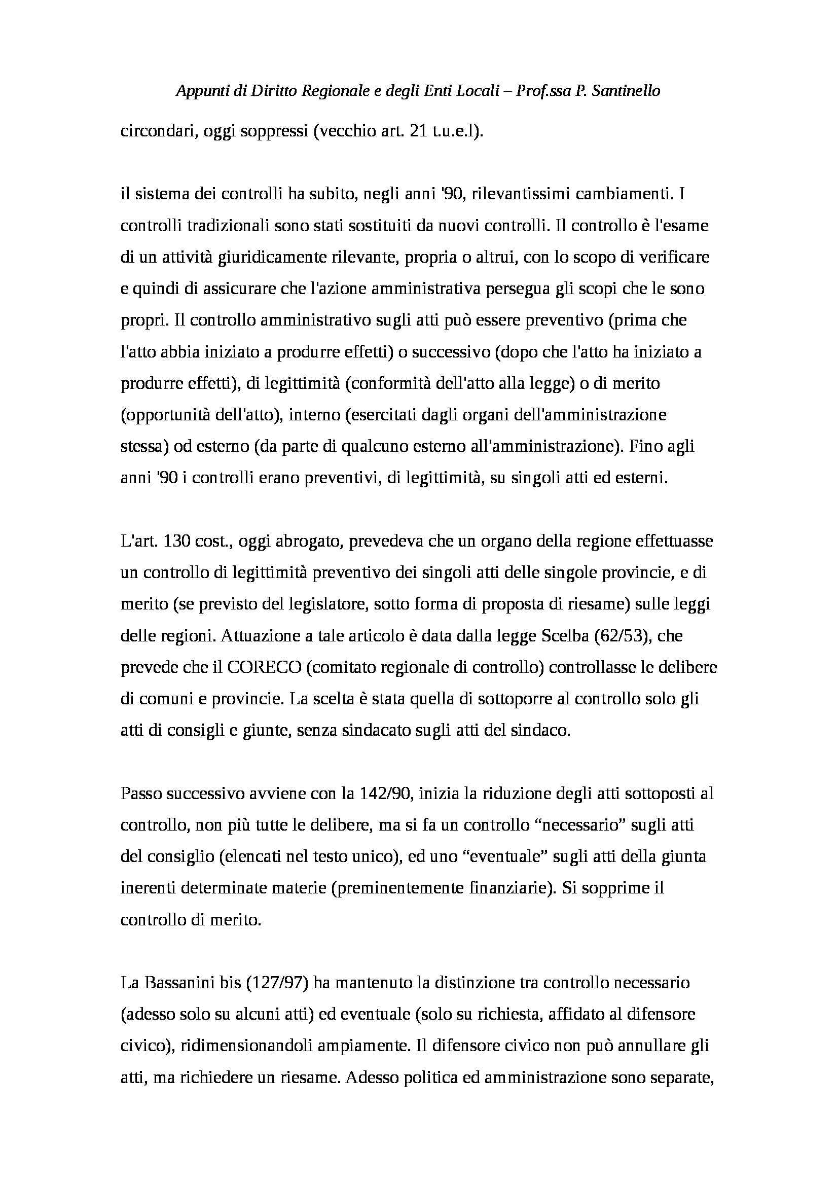 Diritto Regionale e degli Enti Locali - Appunti Pag. 46