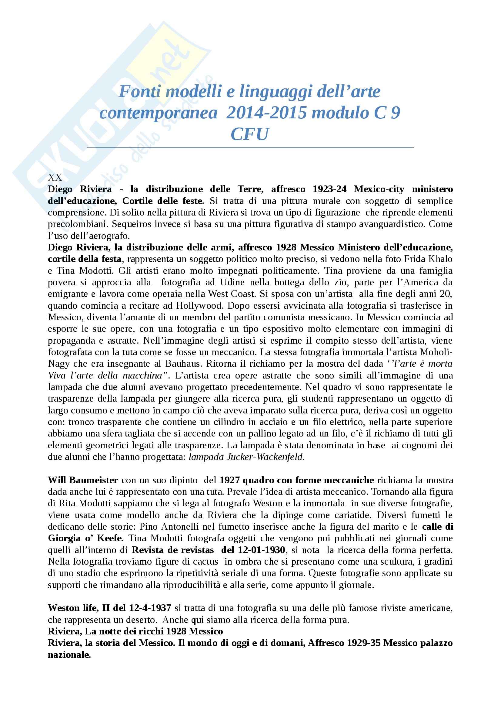 Lezioni, Fonti, modelli e linguaggi dell'arte contemporanea Pag. 1