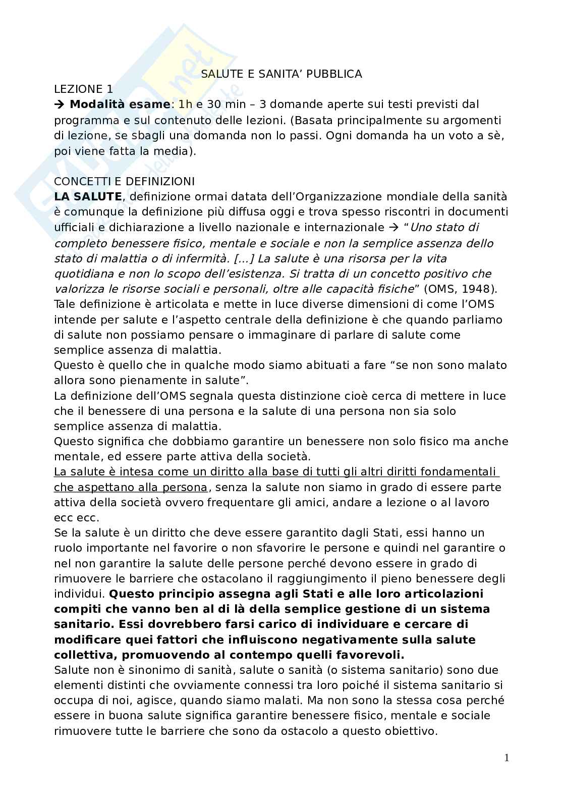 Salute e sanità pubblica Pag. 1