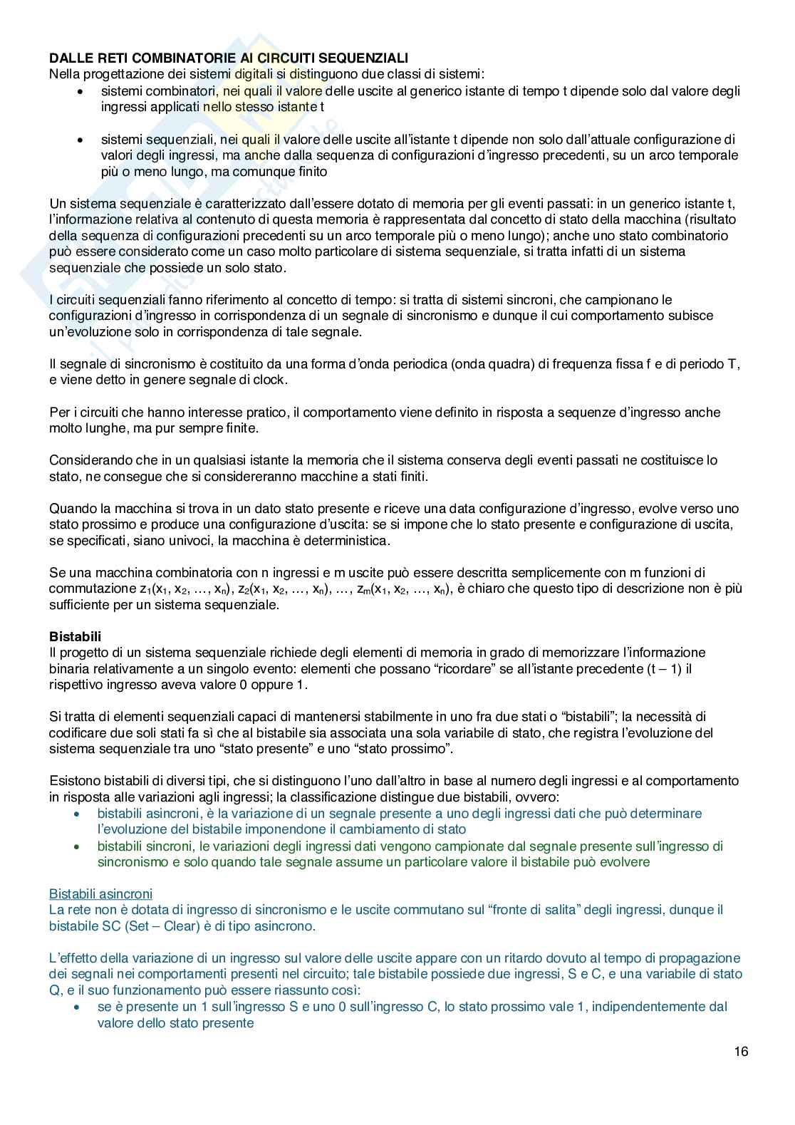 Riassunto esame Architetture di computer, Prof. Scandola Michele, libro consigliato Progettazione digitale (III edizione), Fummi, Lora, Sami, Silvano Pag. 16