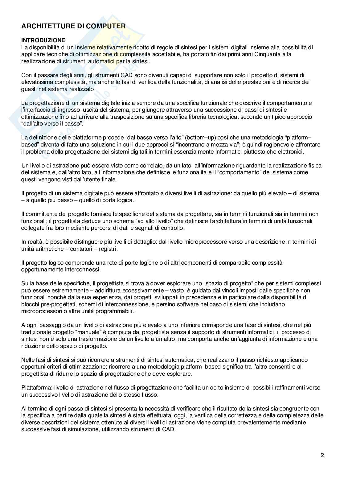 Riassunto esame Architetture di computer, Prof. Scandola Michele, libro consigliato Progettazione digitale (III edizione), Fummi, Lora, Sami, Silvano Pag. 2