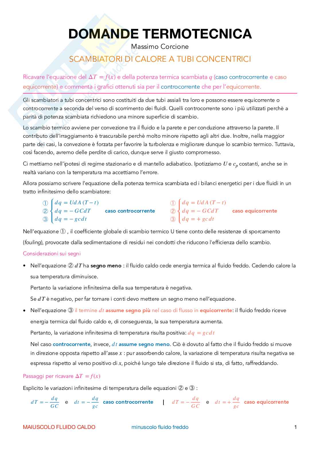 Domande d'esame Termotecnica   Pag. 1