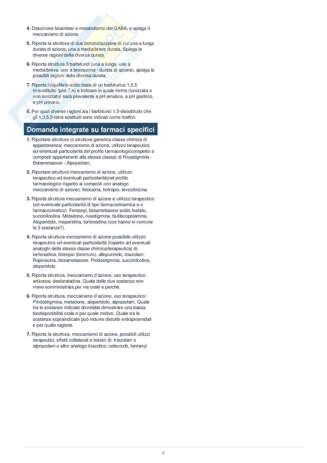Chimica farmaceutica e tossicologica 1 – Domande ed esercizi d’esame  Pag. 6