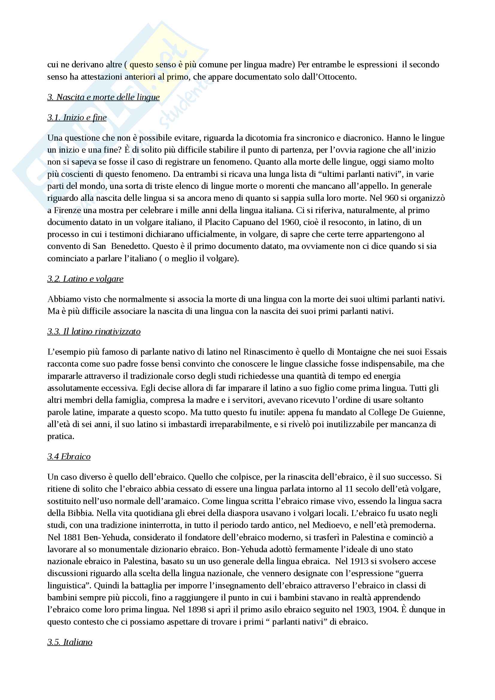 Riassunto esame di Linguistica generale. Testo consigliato: Parole Parole Parole e altri saggi di linguistica Pag. 2
