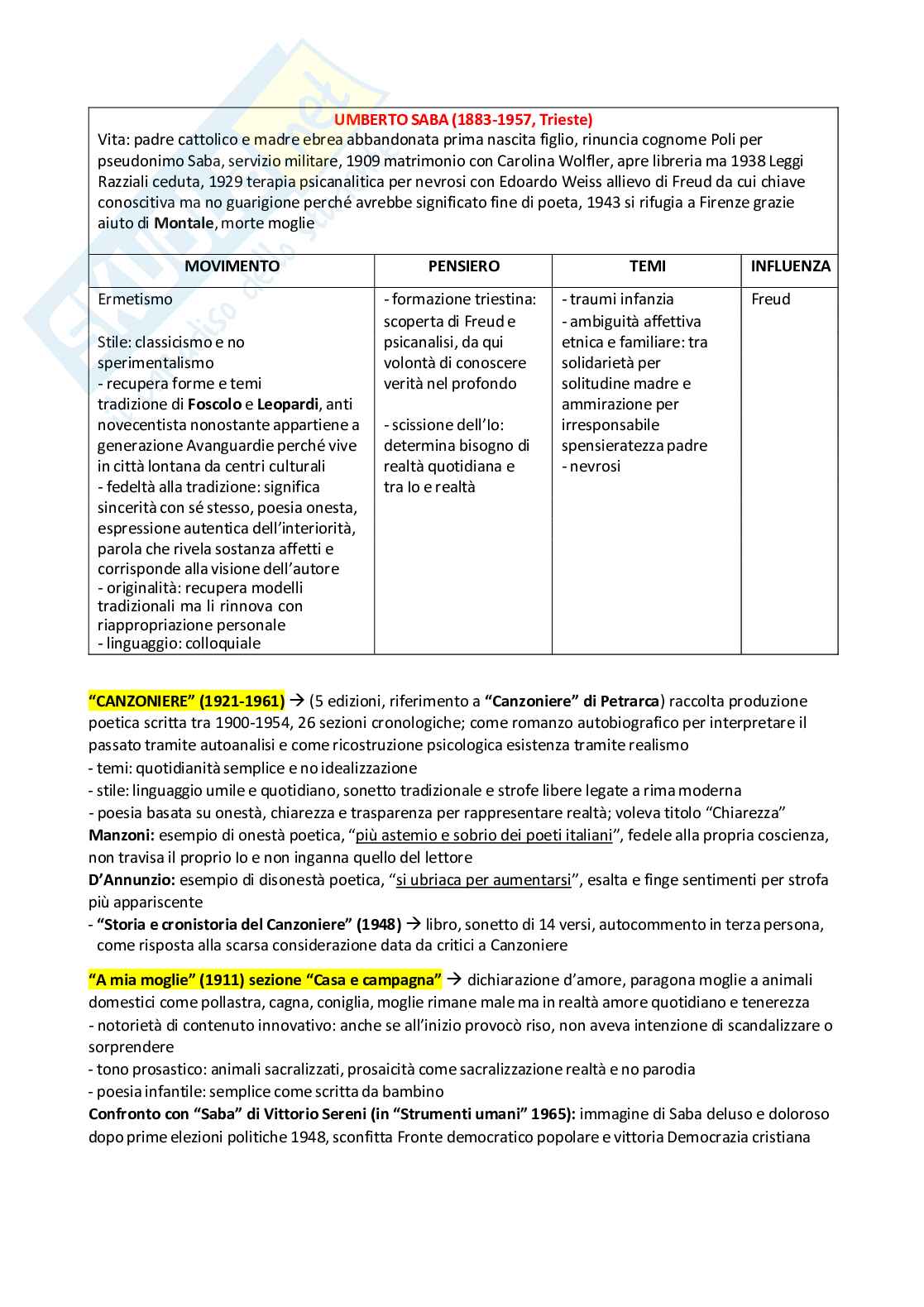 Letteratura Italiana (B024354) - Appunti completi, schema autori e opere, domande | SFP Notes Vol. 01 Pag. 26