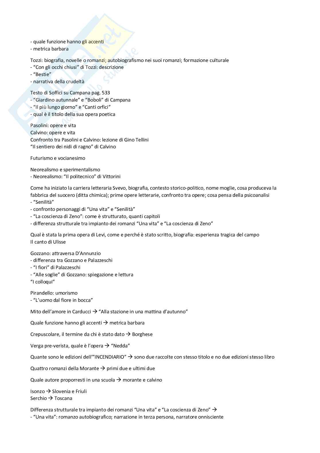 Letteratura Italiana (B024354) - Appunti completi, schema autori e opere, domande | SFP Notes Vol. 01 Pag. 56