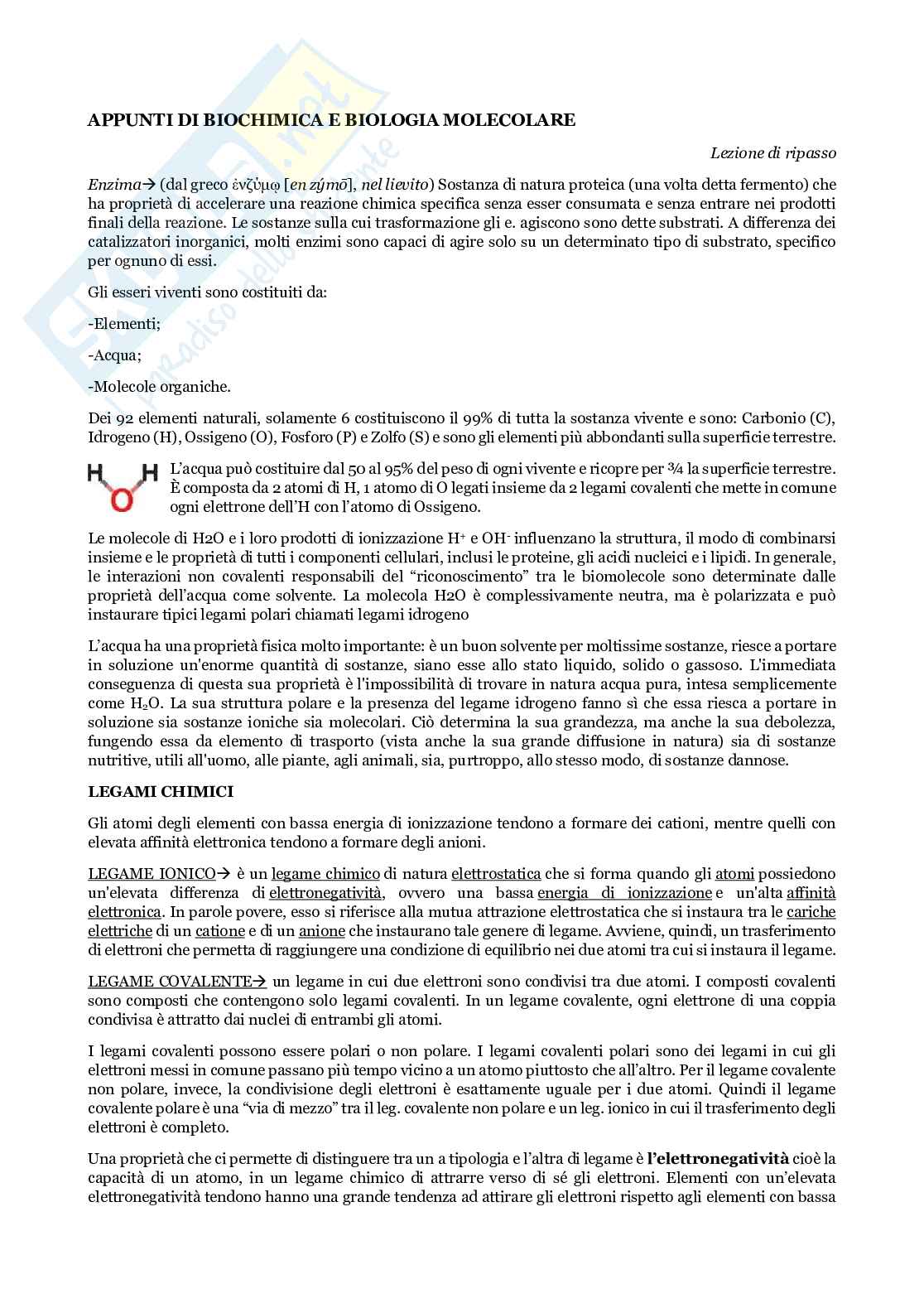 Biochimica e biologia molecolare delle piante Pag. 1