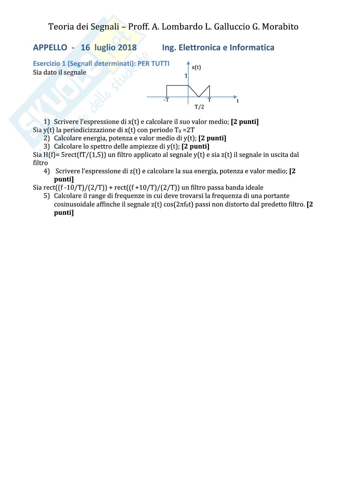 Esercizi segnali determinati - Parte 2 Pag. 1