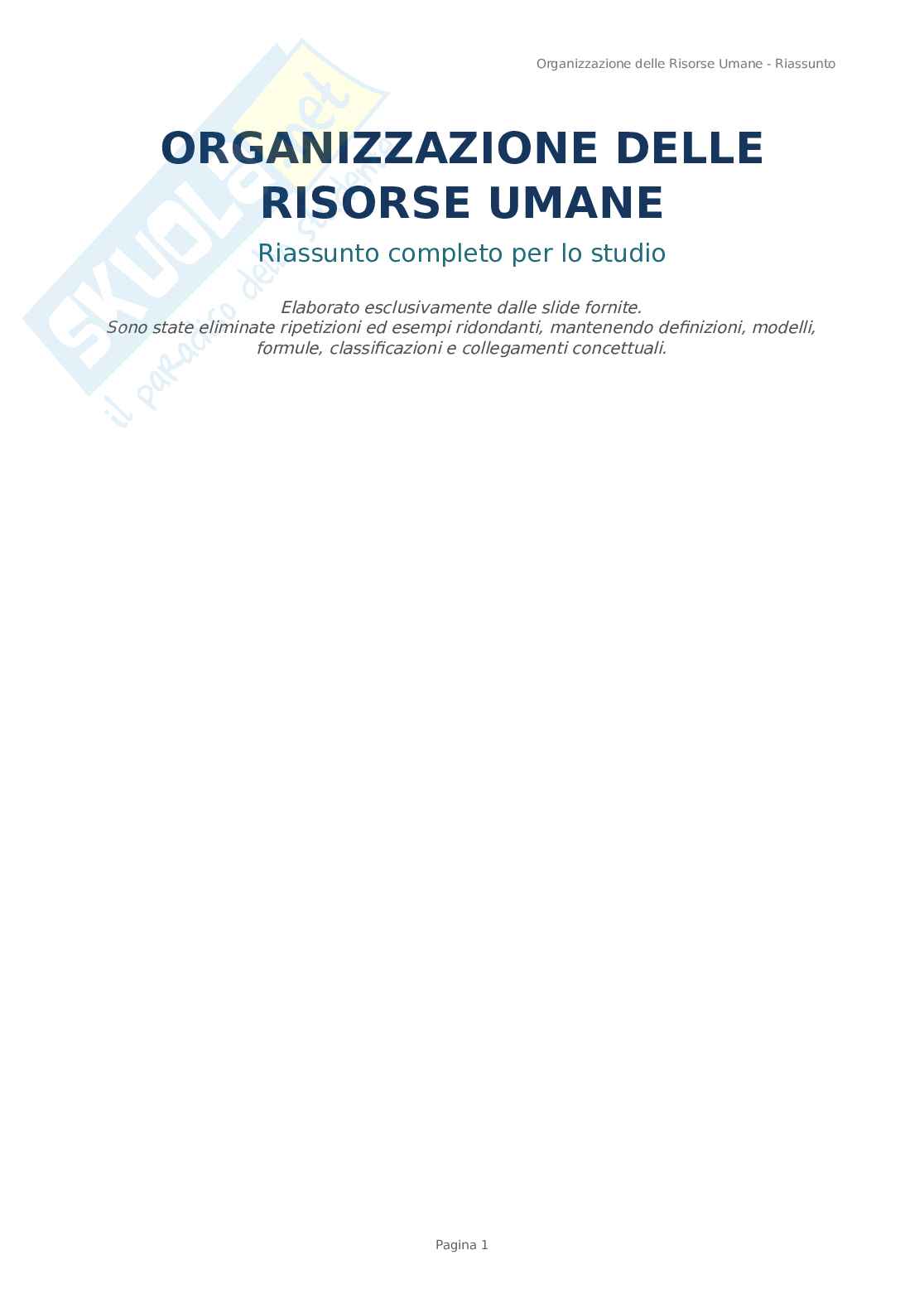Appunti Risorse umane Pag. 1