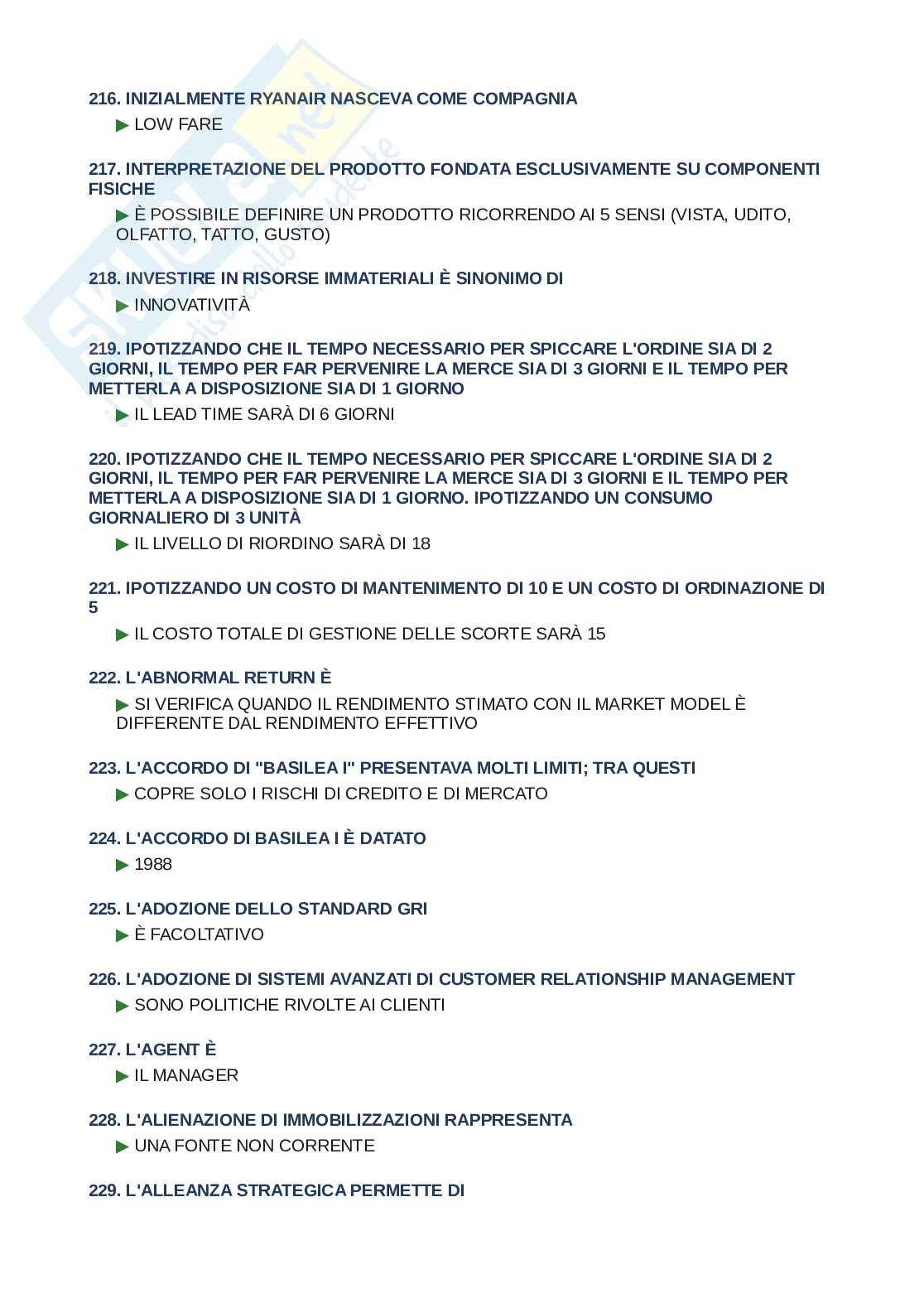 Domande e risposte Economia e gestione delle imprese, ordine alfabetico 2025 Pag. 16