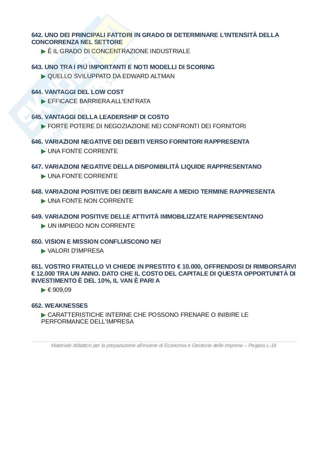 Domande e risposte Economia e gestione delle imprese, ordine alfabetico 2025 Pag. 46