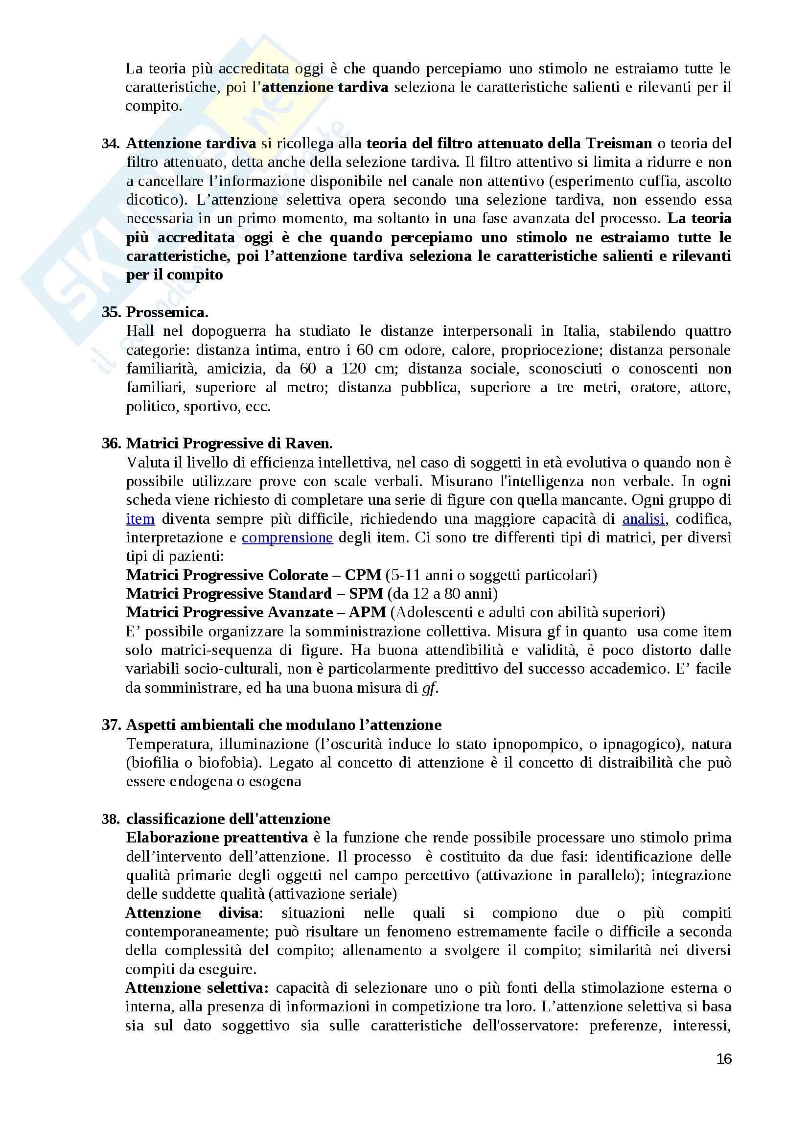 Domande, Psicologia generale II Pag. 16