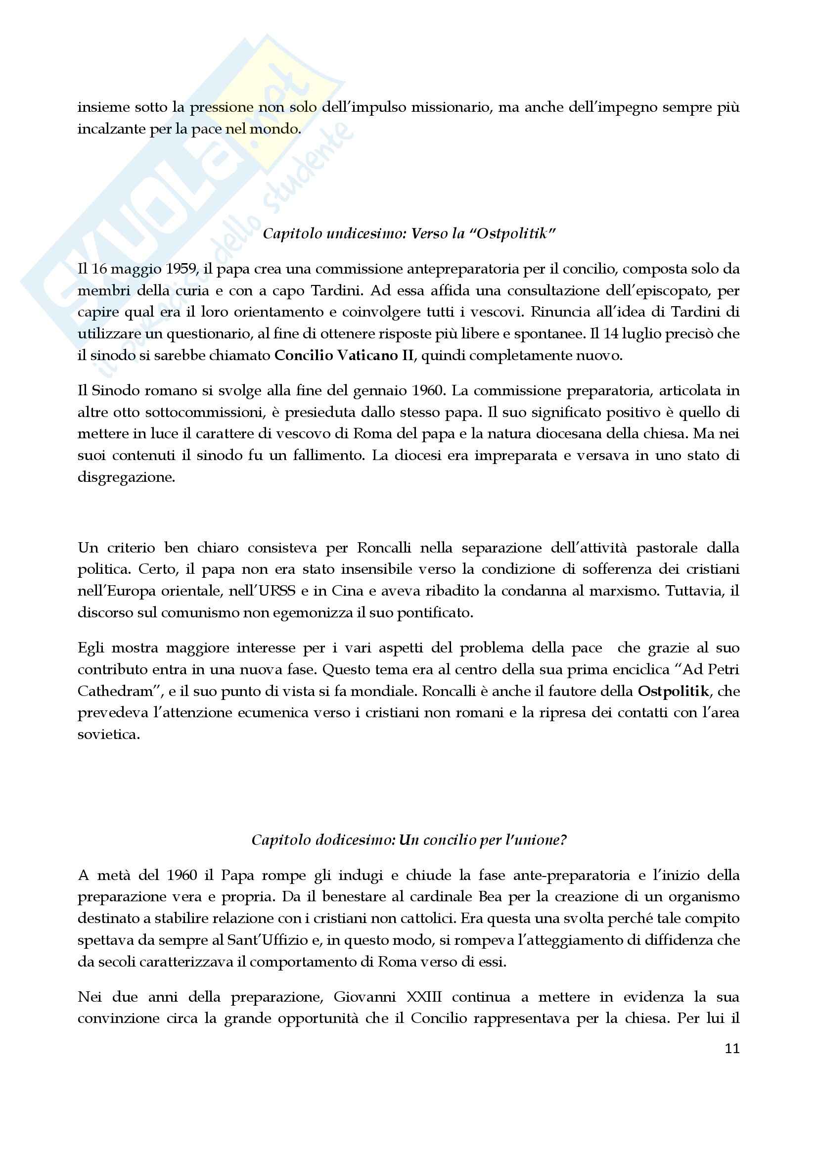 Riassunto esame Storia del cristianesimo, prof. Galavotti, libro consigliato Papa Giovanni (1881-1963), Alberigo Pag. 11