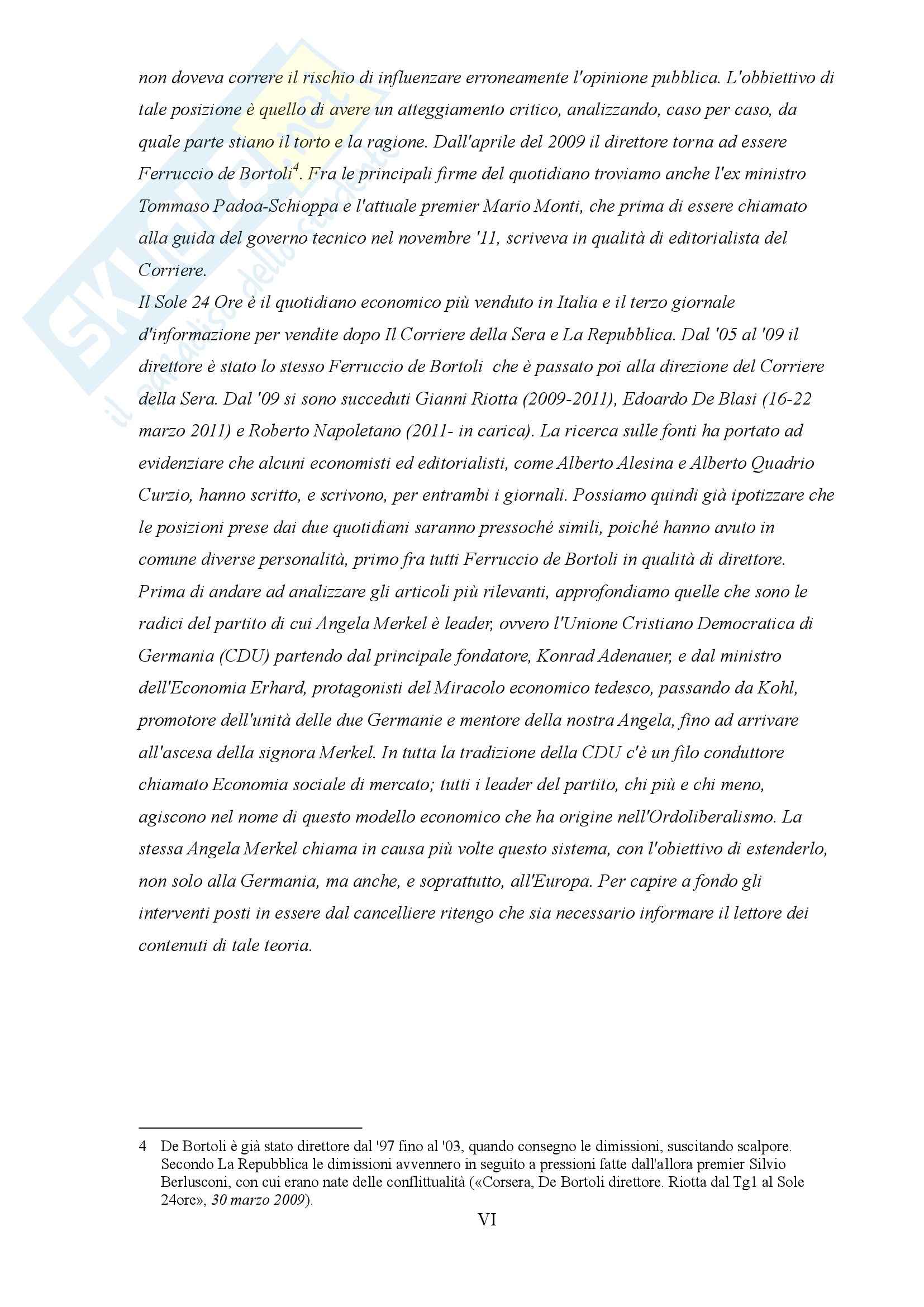 La politica economica tedesca dal 2005 secondo la stampa quotidiana italiana - Tesi Pag. 6