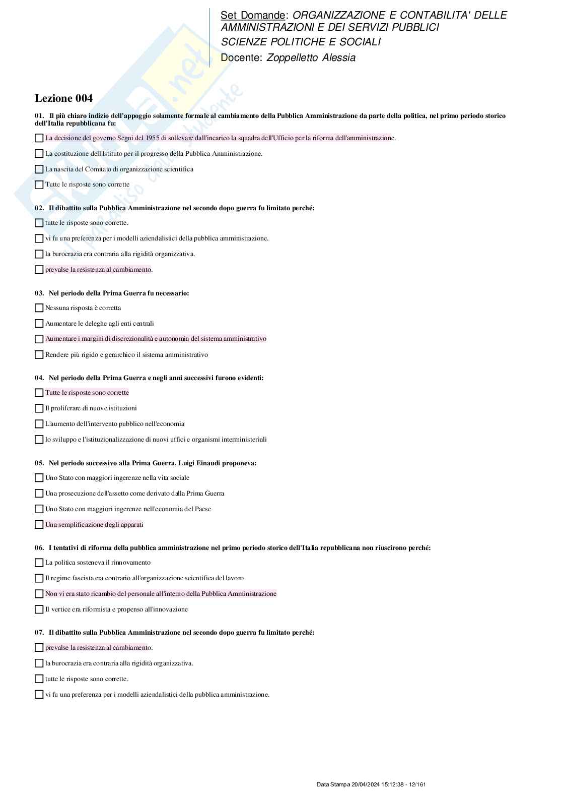 Paniere nuovo (2024) completo di Organizzazione e contabilità delle amministrazioni e dei servizi pubblici Pag. 11