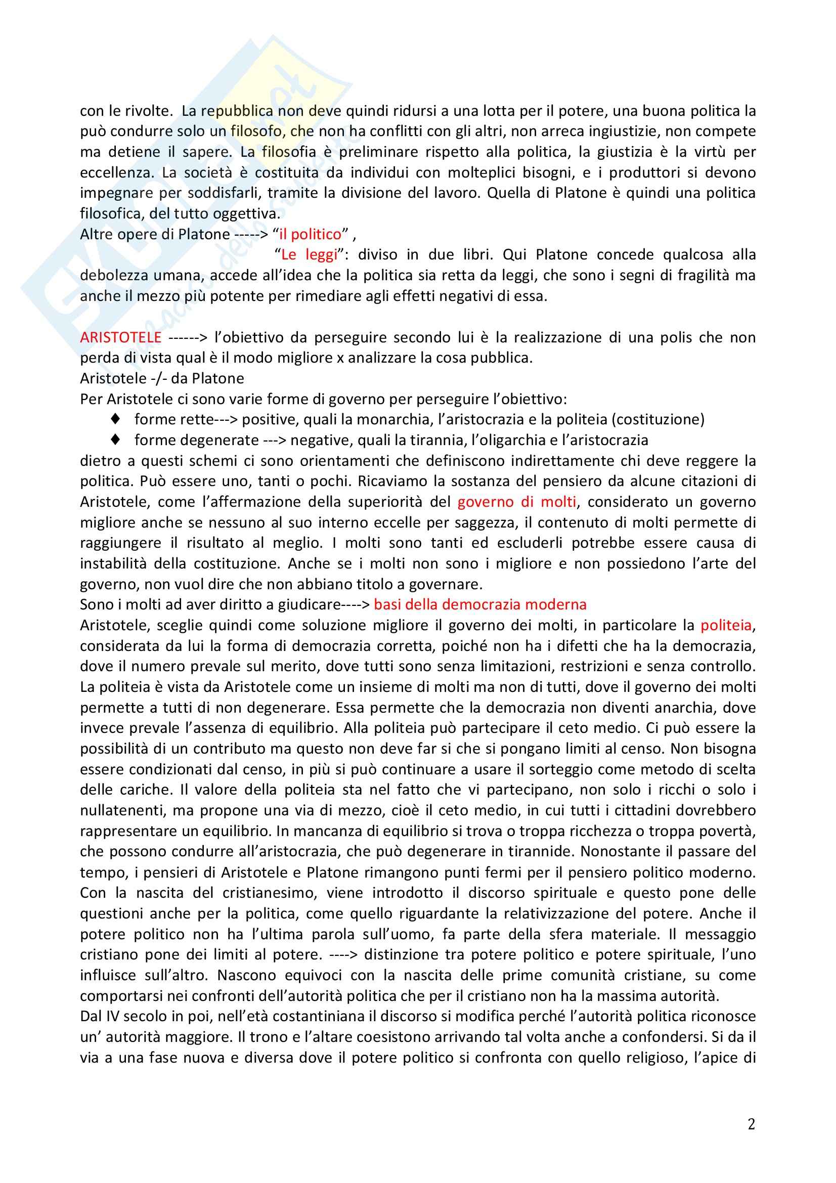 Riassunto esame Storia delle Istituzioni politiche, prof. Crivellin, libro consigliato Manuale di storia del pensiero politico, Galli Pag. 2