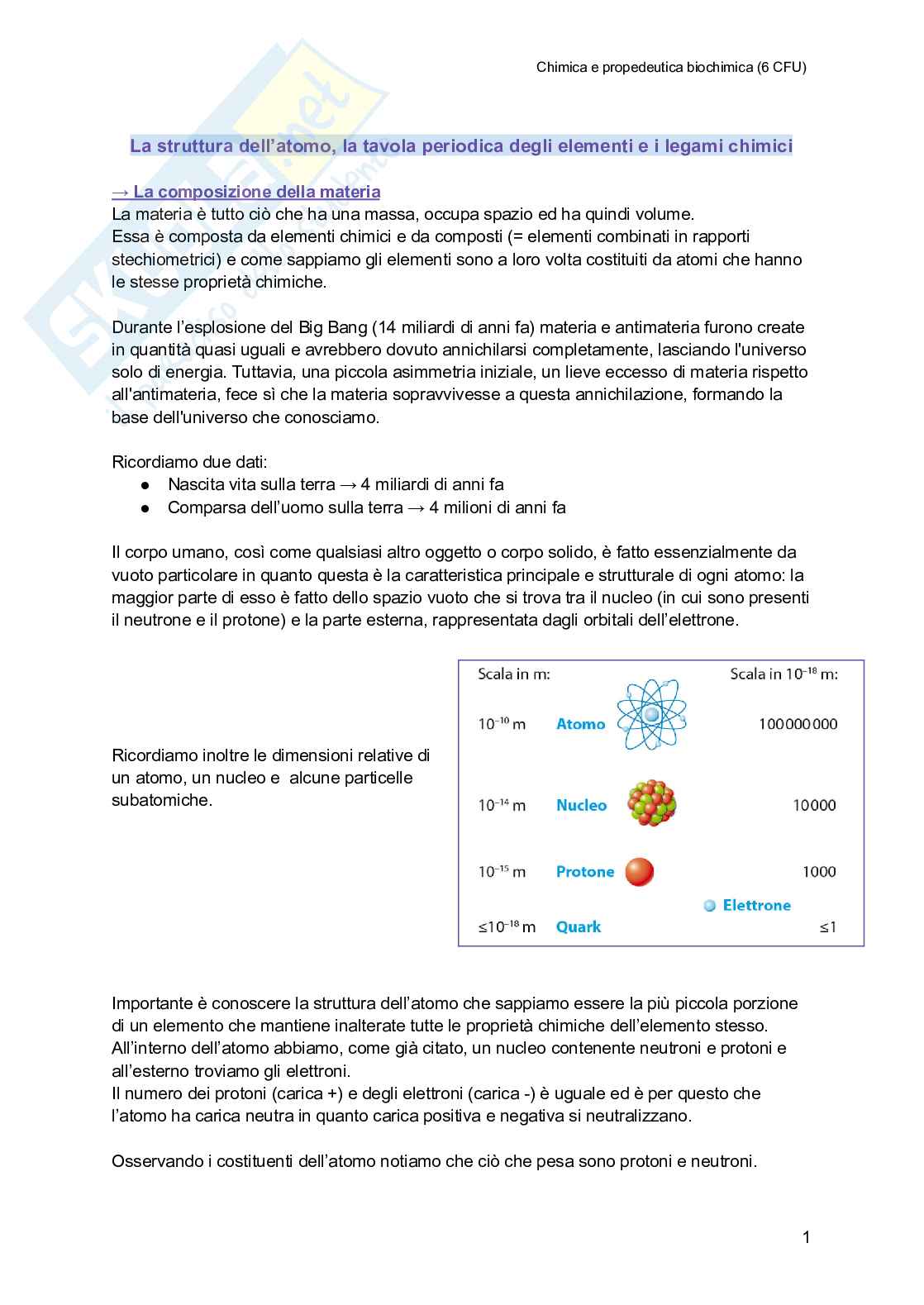 Chimica e propedeutica biochimica (semestre filtro) Pag. 1