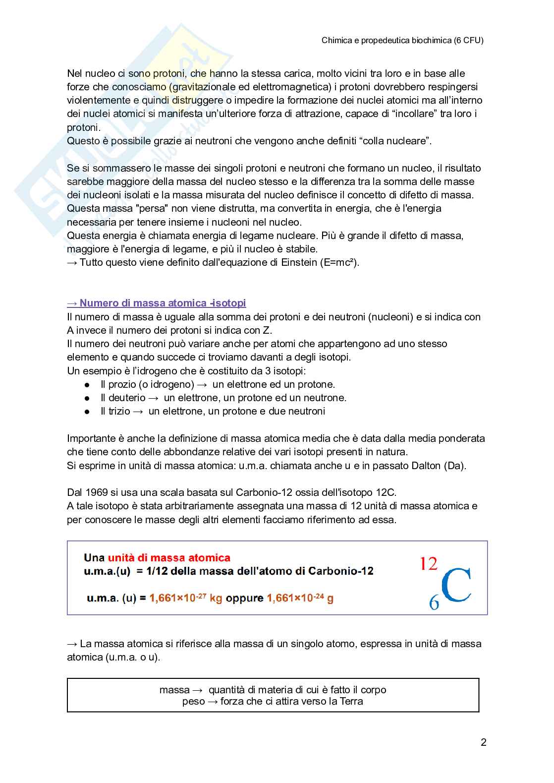 Chimica e propedeutica biochimica (semestre filtro) Pag. 2