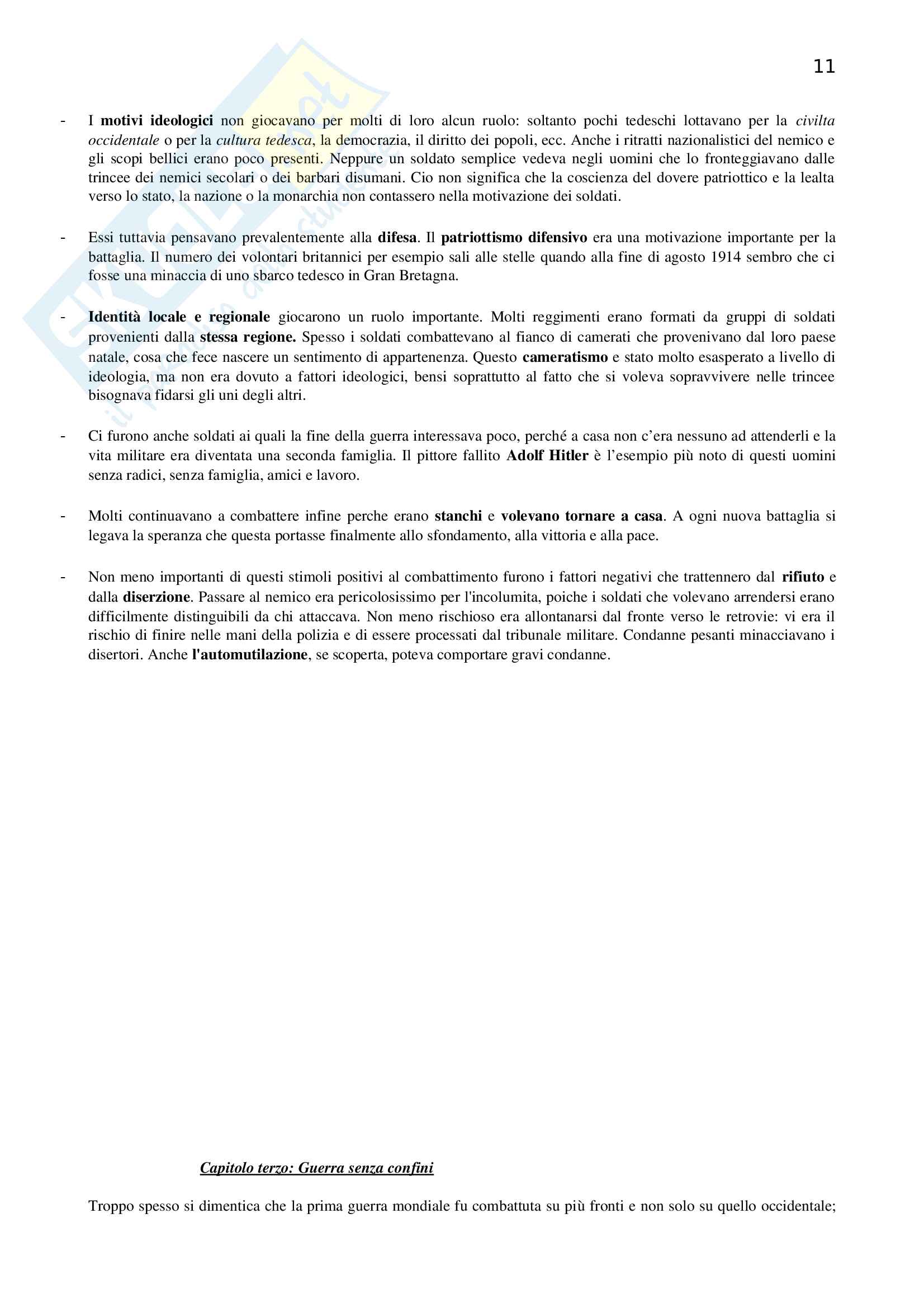 Riassunto esame Storia Contemporanea, prof. Bartoloni, libro consigliato La Grande Guerra, Janz Pag. 11