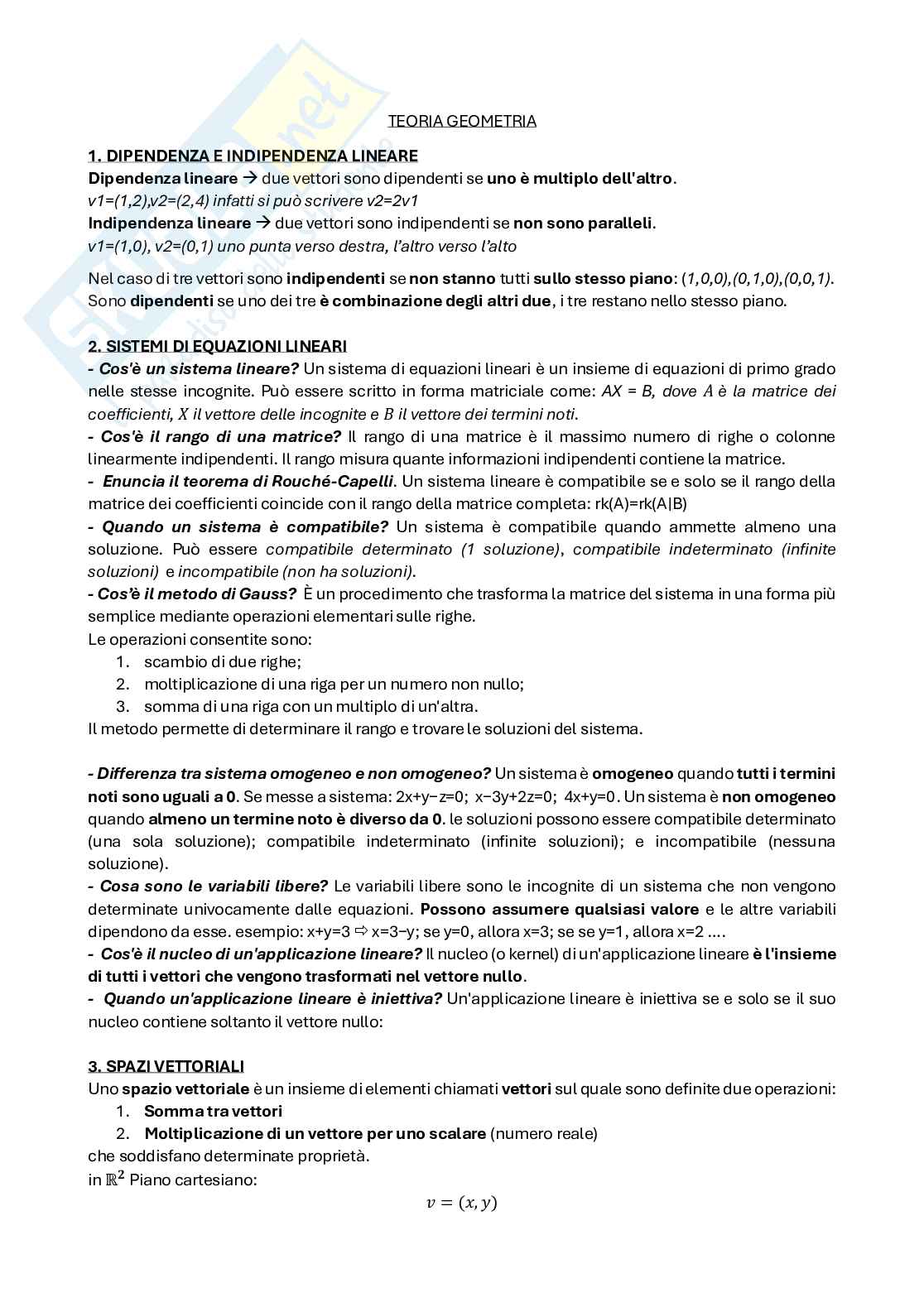 Geometria - Teoria Pag. 1