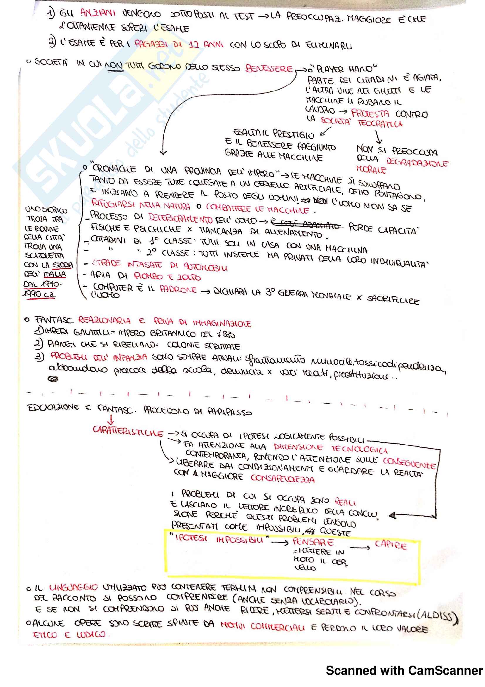 Appunti esame letteratura per l'infanzia, prof. Marini, libro consigliato Fantascienza ed educazione, Marini Pag. 11
