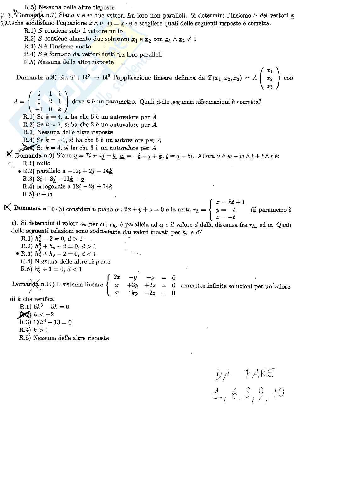 Esercizi di esame di Geometria e algebra lineare svolti Pag. 1