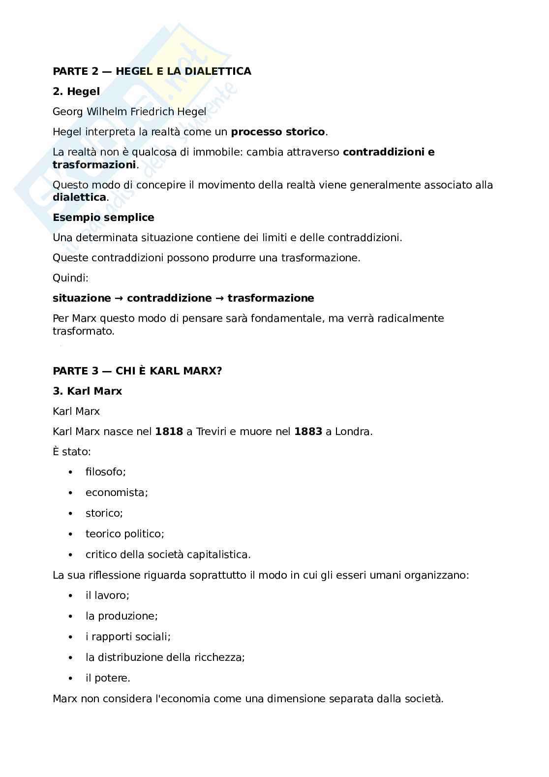 Riassunto esame Storia della filosofia , Prof. Morfino Vittorio, libro consigliato Il Capitale, vol. I, Marx Pag. 2