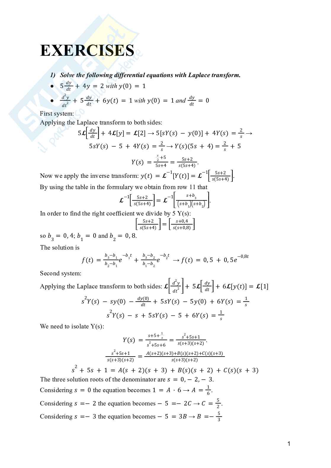 Process Dynamics and Control - Esercizi Svolti (Solved Exercises) Pag. 2