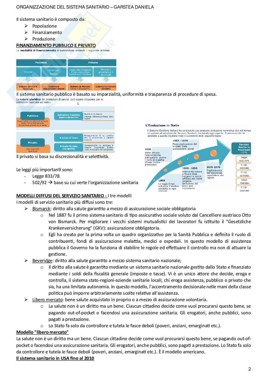 Organizzazione del sistema sanitario e legislazione sanitaria Pag. 2