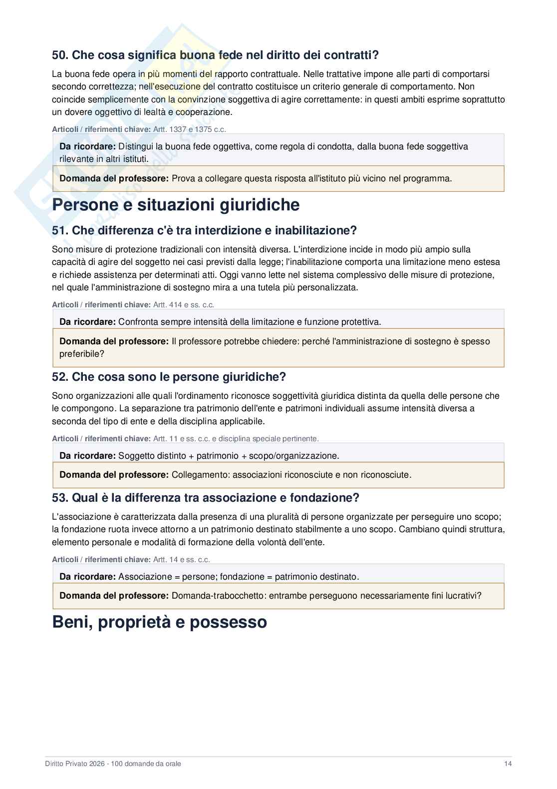 Istituzioni di diritto privato - Domande + Quiz 2025/2026 Pag. 16